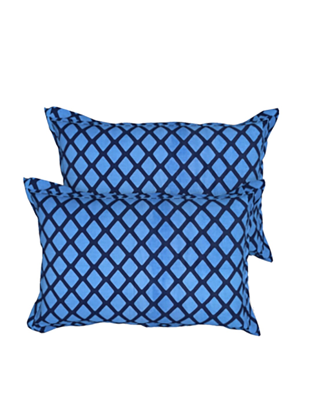 

THE WHITE MOSS Blue & Black 2 Pcs Pillow Covers