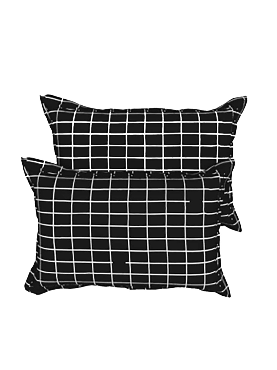 

THE WHITE MOSS Black & White 2 Pieces Checked Cotton Linen Pillow Covers