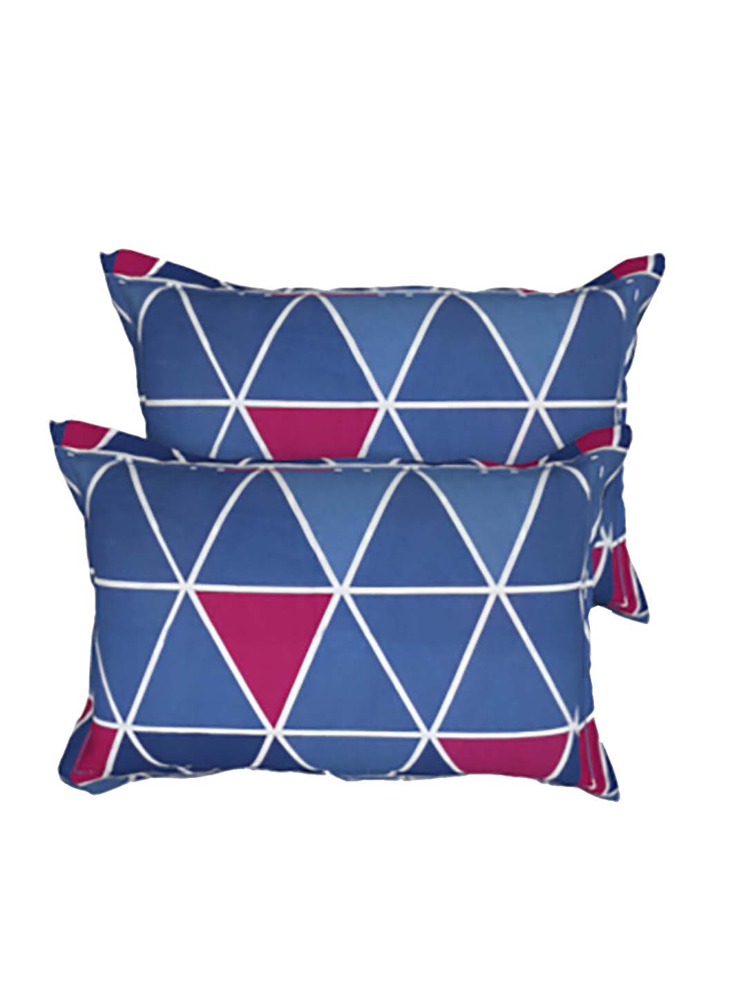 

THE WHITE MOSS Navy Blue & White 2 Pieces Printed Cotton Linen Pillow Covers