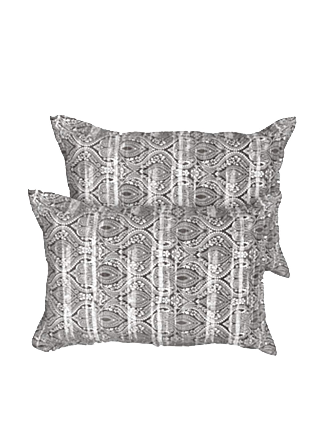 

THE WHITE MOSS Unisex Grey & White 2 Pcs Pillow Covers