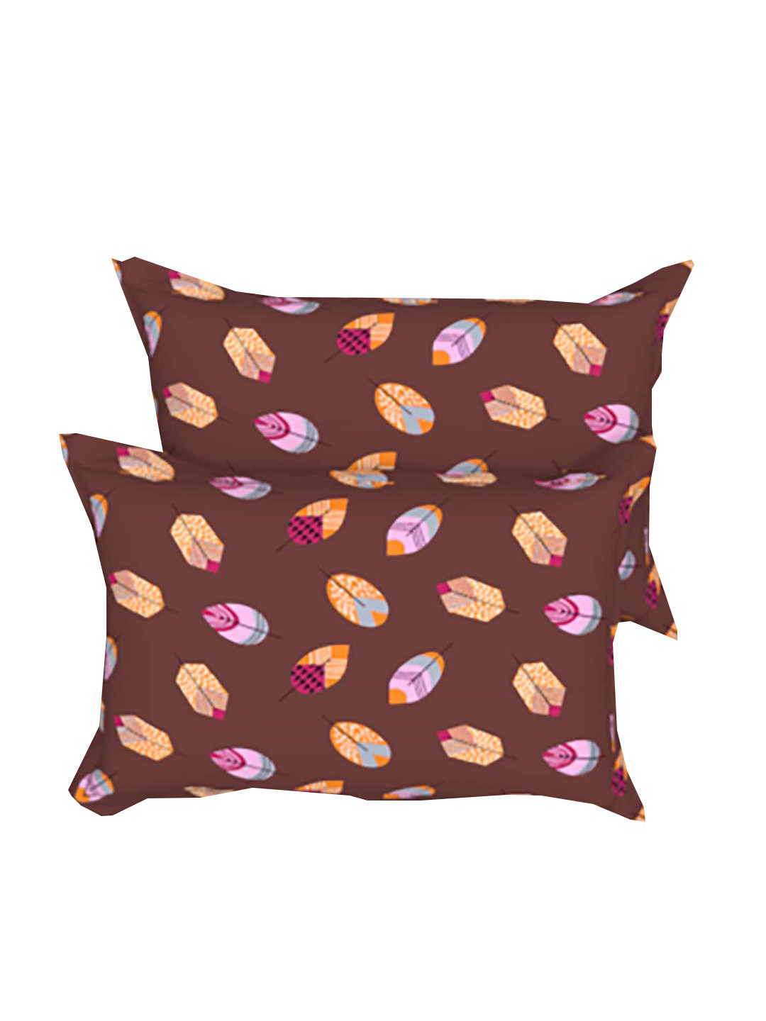 

THE WHITE MOSS Brown & Blue 2 Pieces Floral Printed Cotton Linen Rectangle Pillow Covers