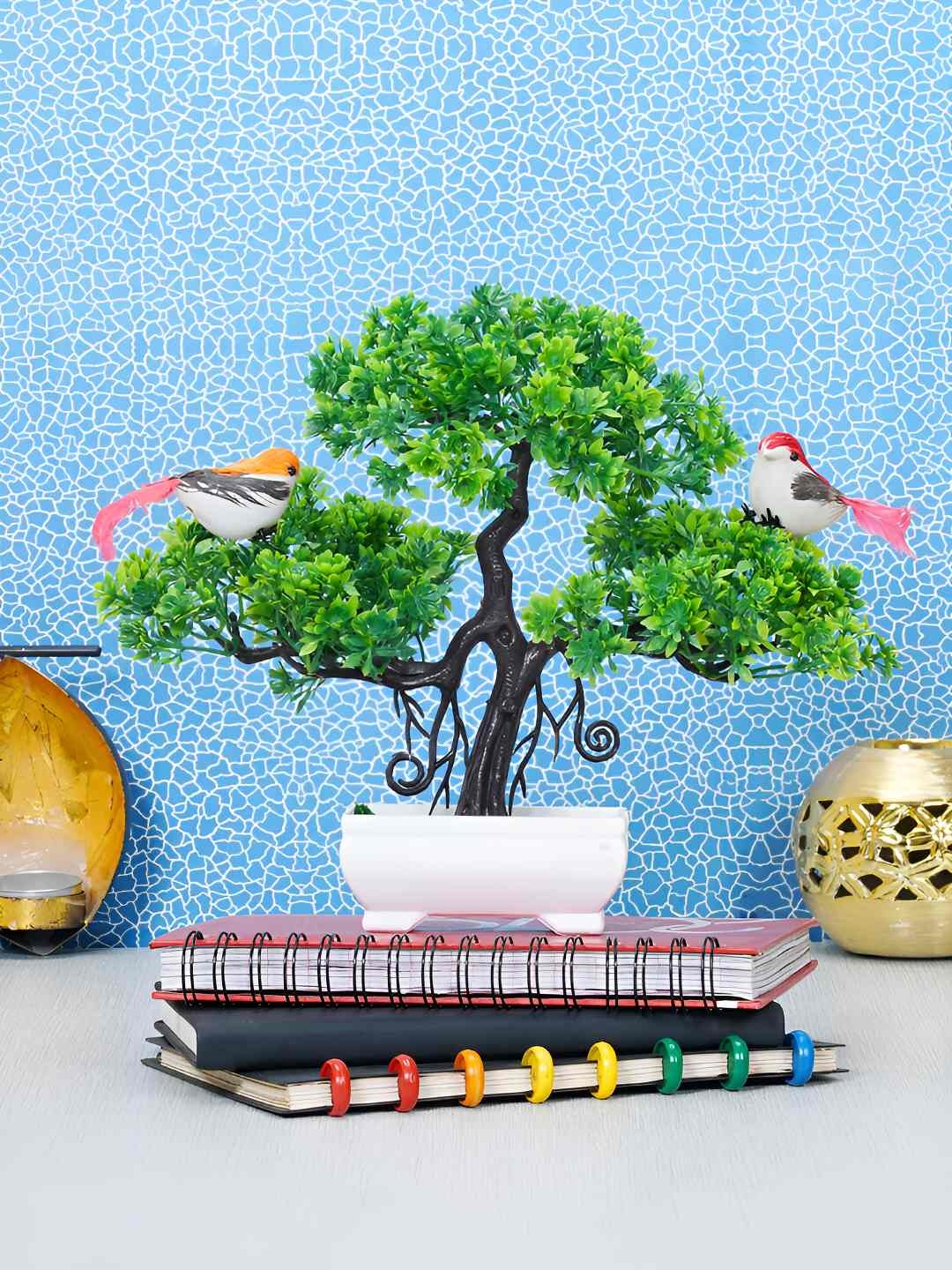 

Dekorly Green & Blue Bonsai Artificial Plant With Pot