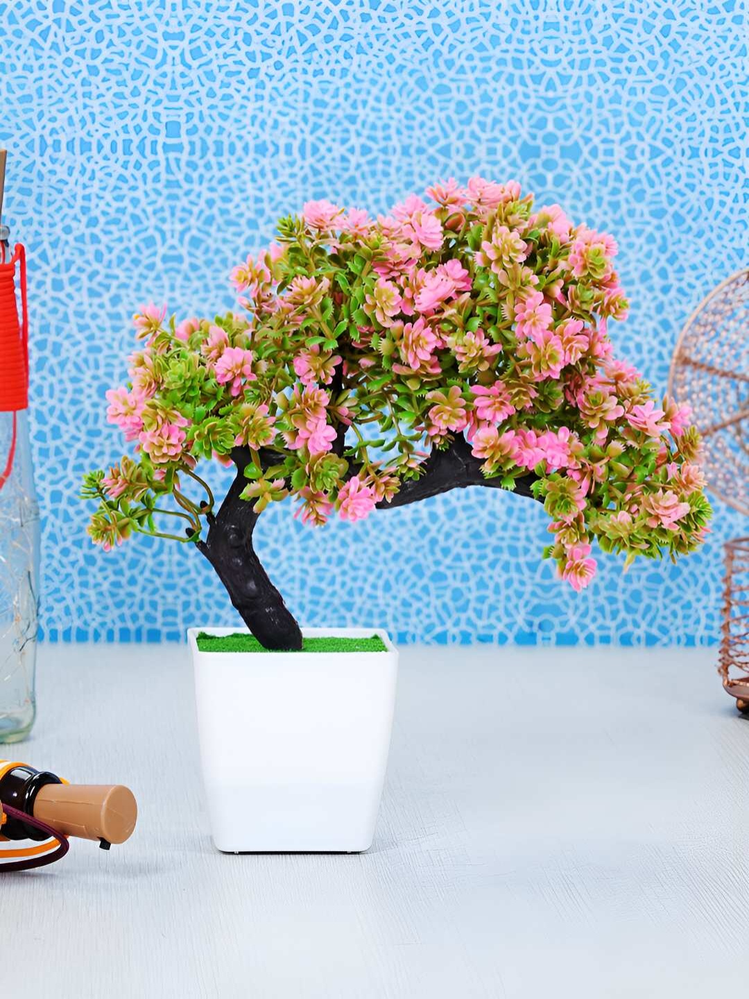 

Dekorly Pink & Green Bonsai Artificial Plant With Pot