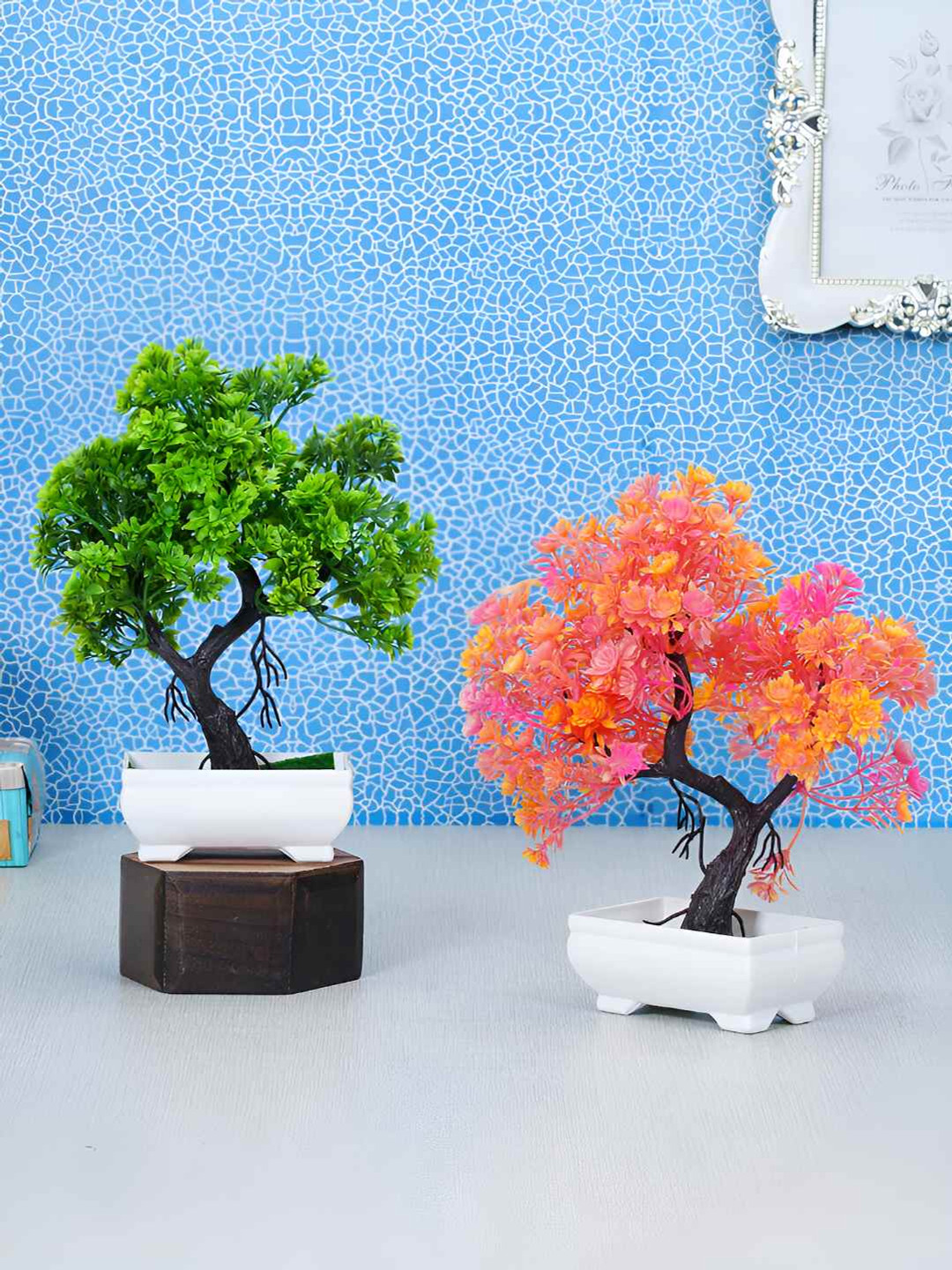 

Dekorly Green & White 2 Pcs Bonsai Artificial Plant With Pot