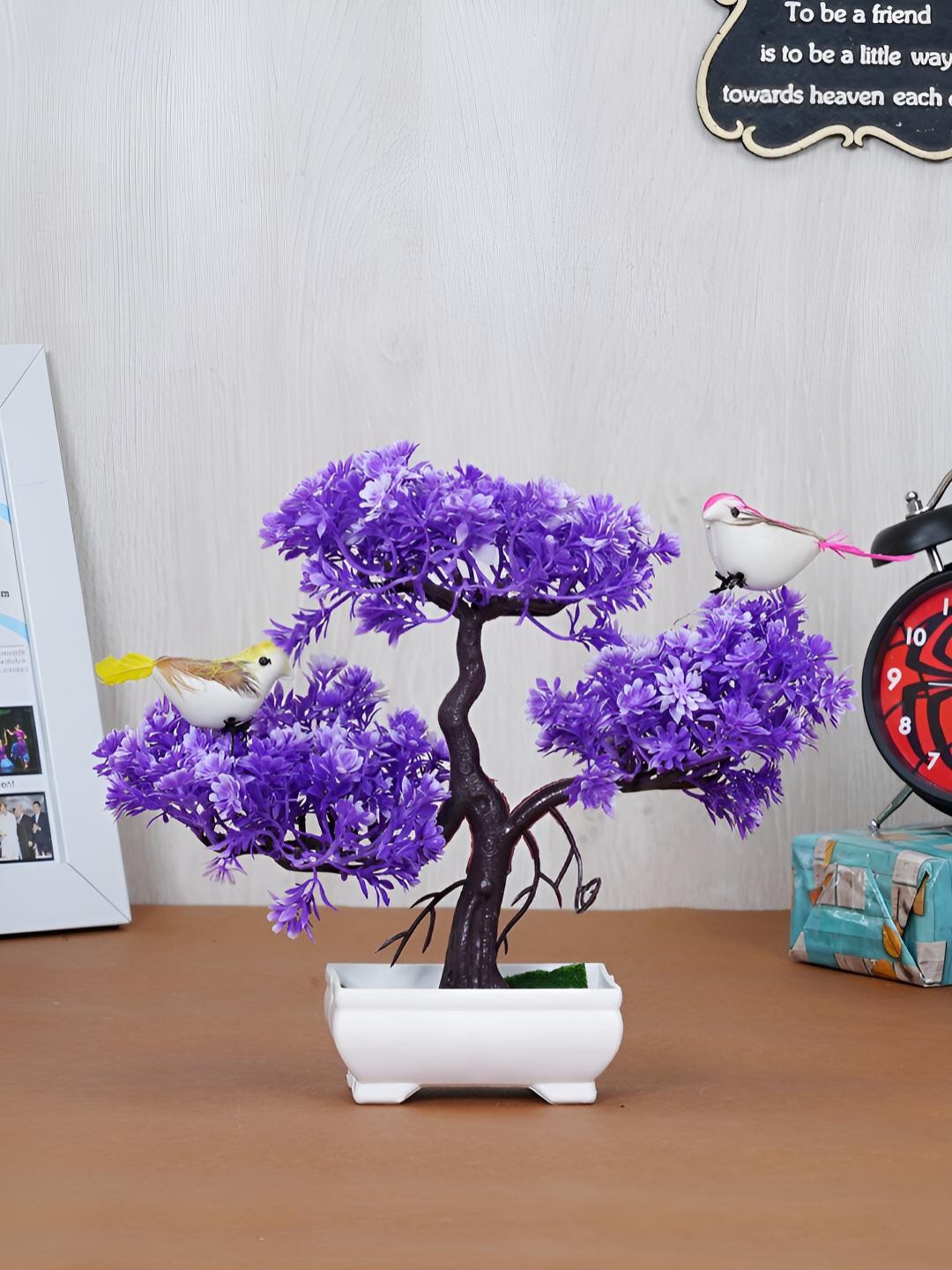 

Dekorly Purple & Purple Bonsai Artificial Plant With Pot