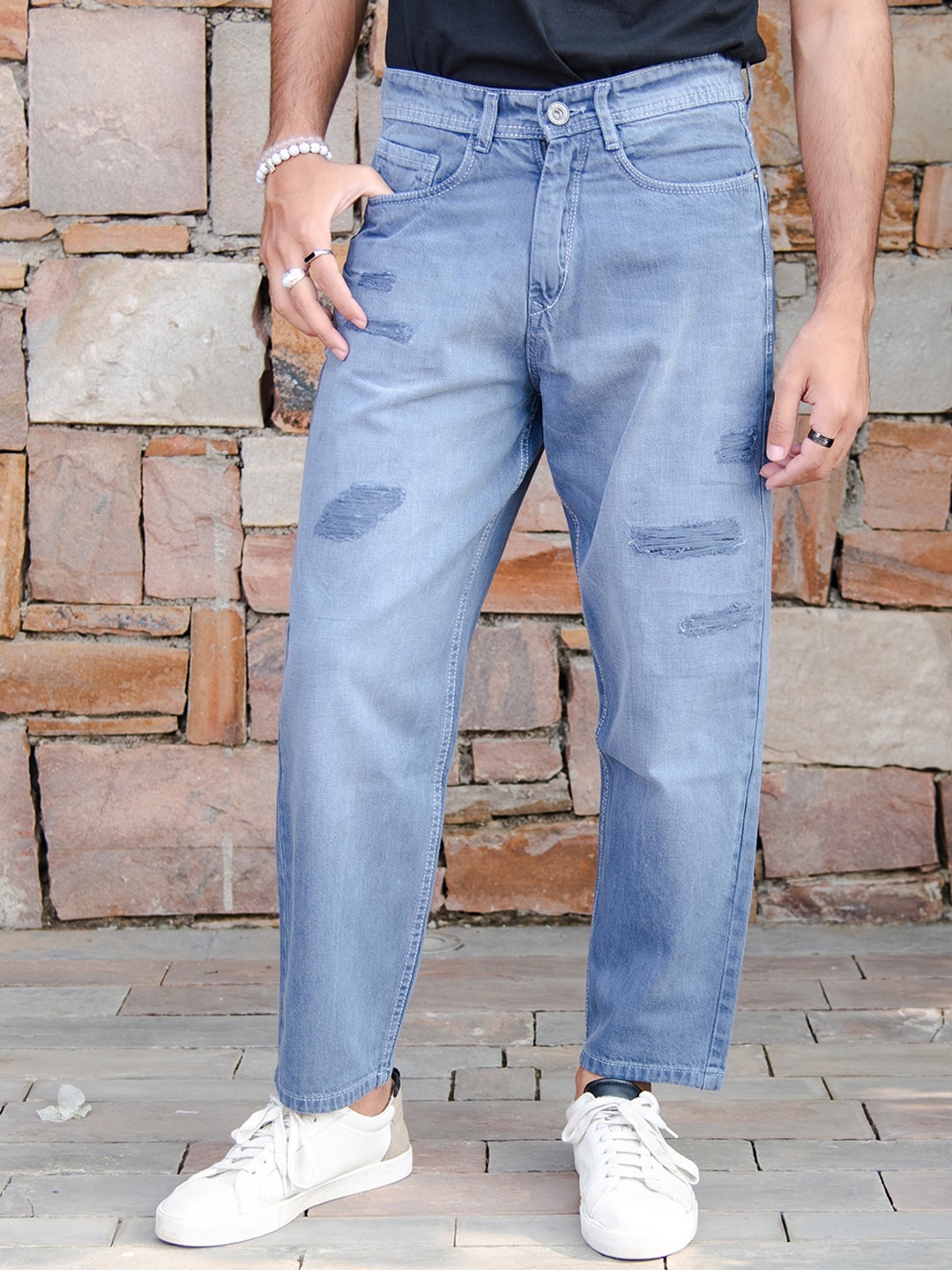 

Tistabene Men Comfort Mildly Distressed Stretchable Jeans, Blue