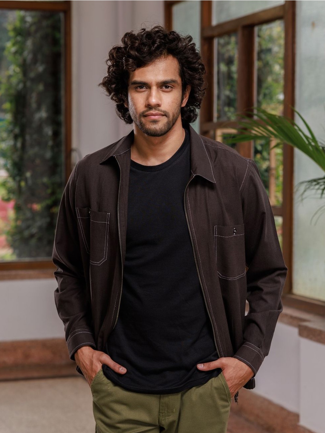 

Wellbi Comfort Spread Collar Pure Cotton Shacket, Black