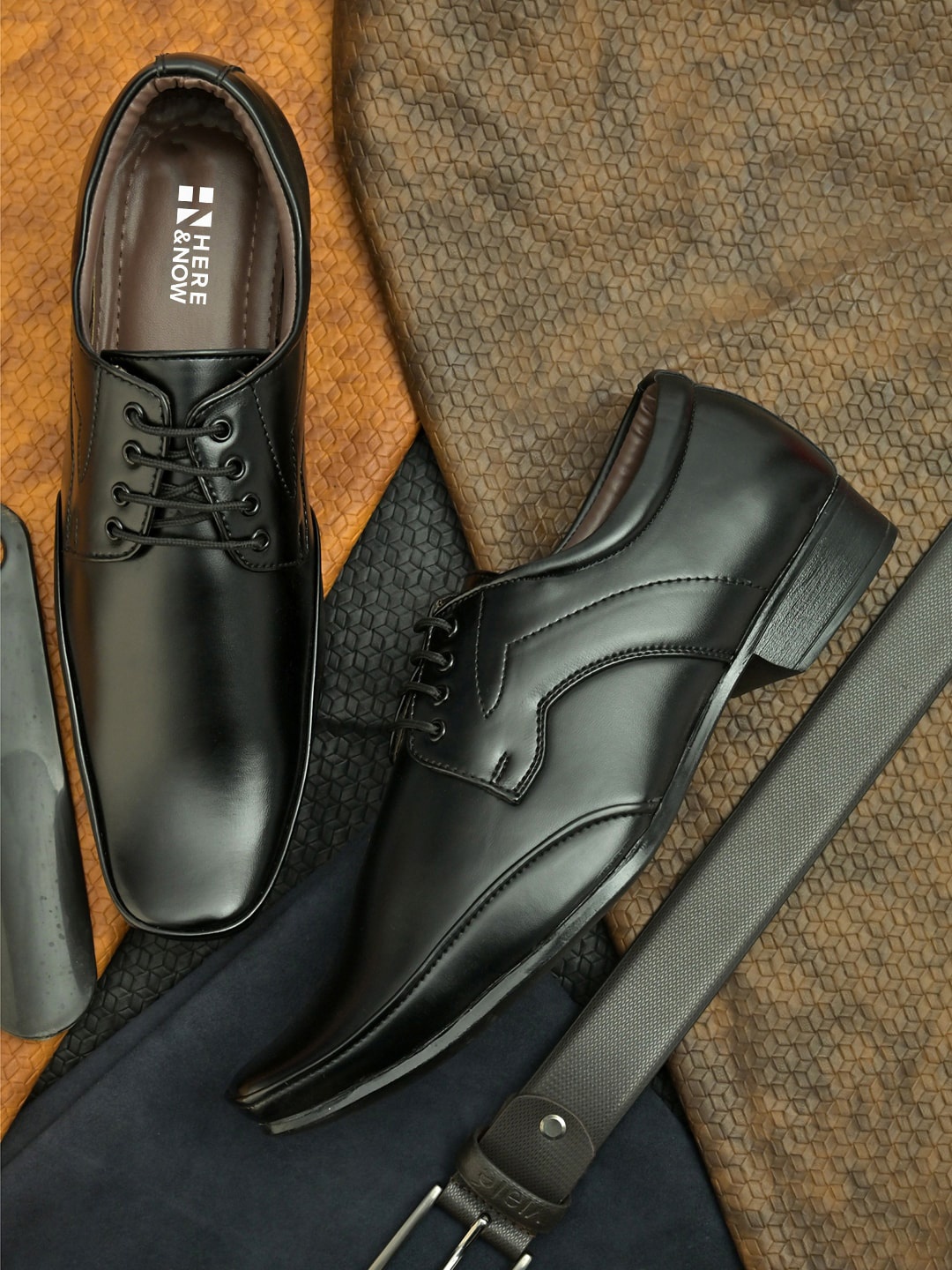 

HERE&NOW Men Lace Up Formal Derbys, Black