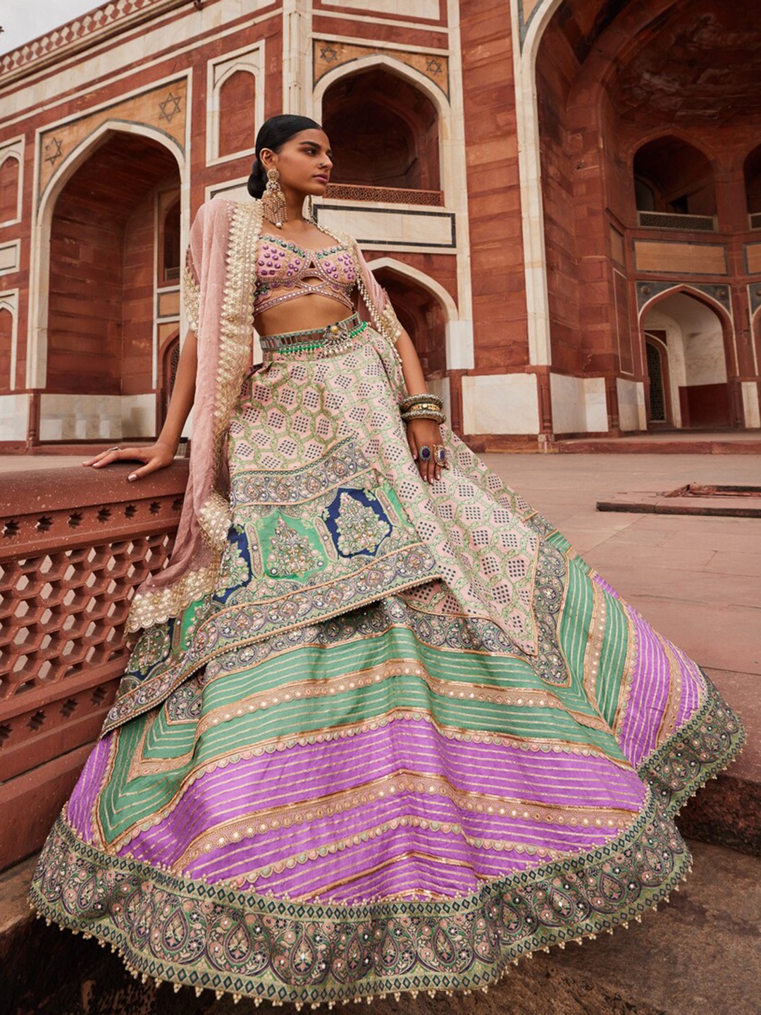 

Aditi Gupta Pink Made to Measure Lehenga & Blouse With Dupatta