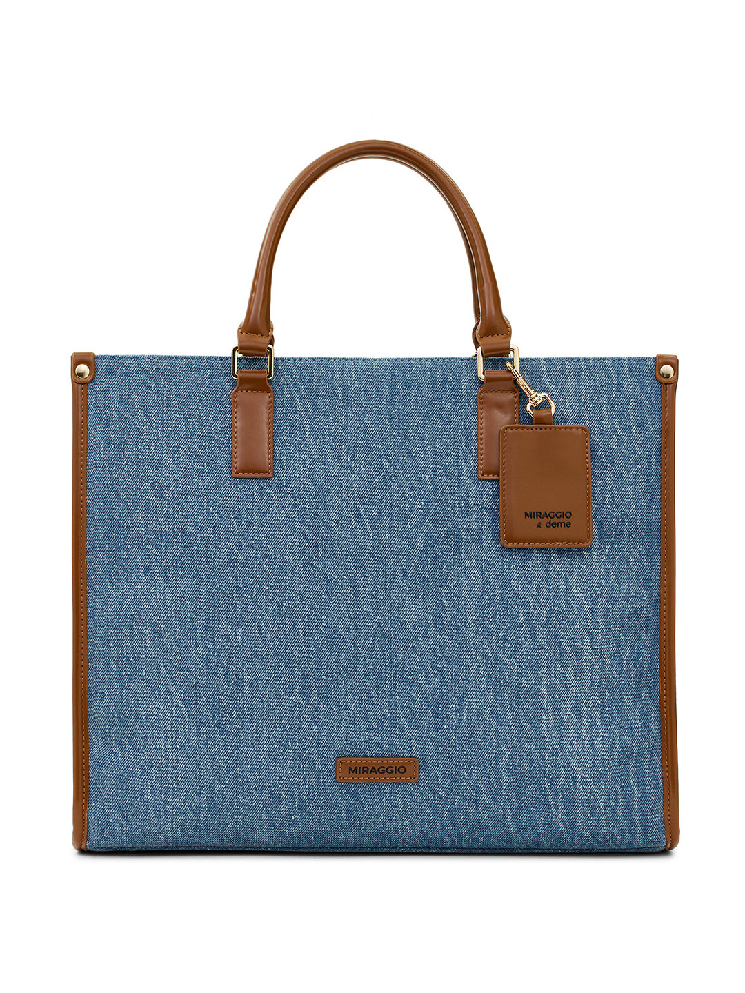 

MIRAGGIO Oversized Denim Tote Bag with Crossbody Strap, Blue