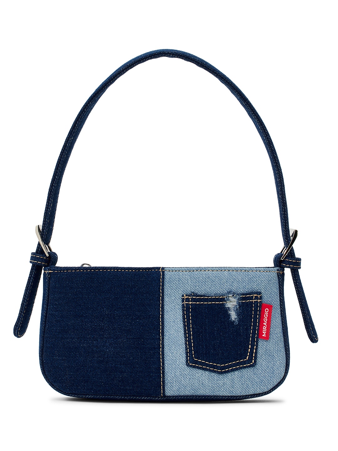 

MIRAGGIO Colourblocked Denim Shoulder Bag, Blue