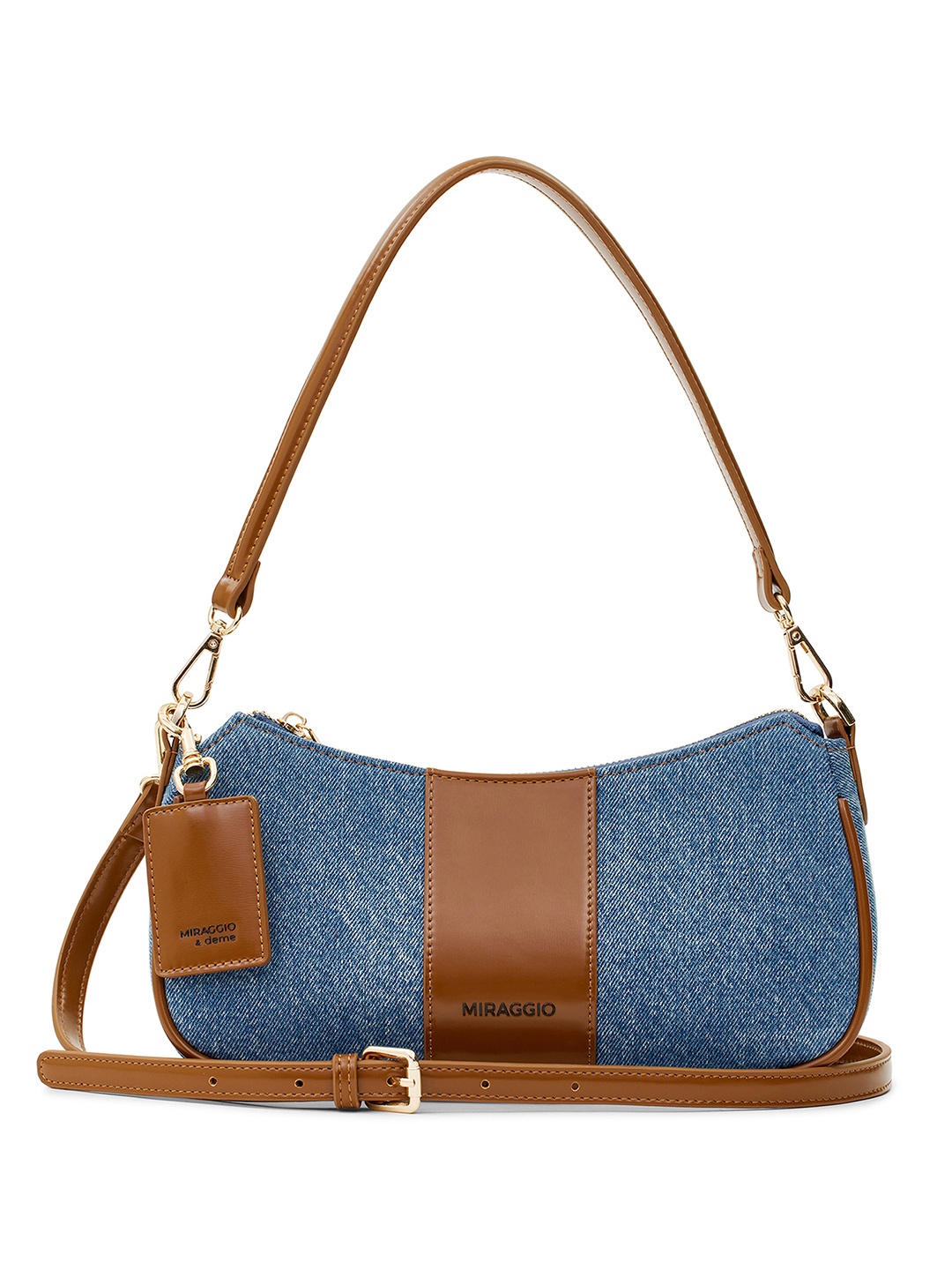 

MIRAGGIO Denim Shoulder Bag with Crossbody Strap, Blue