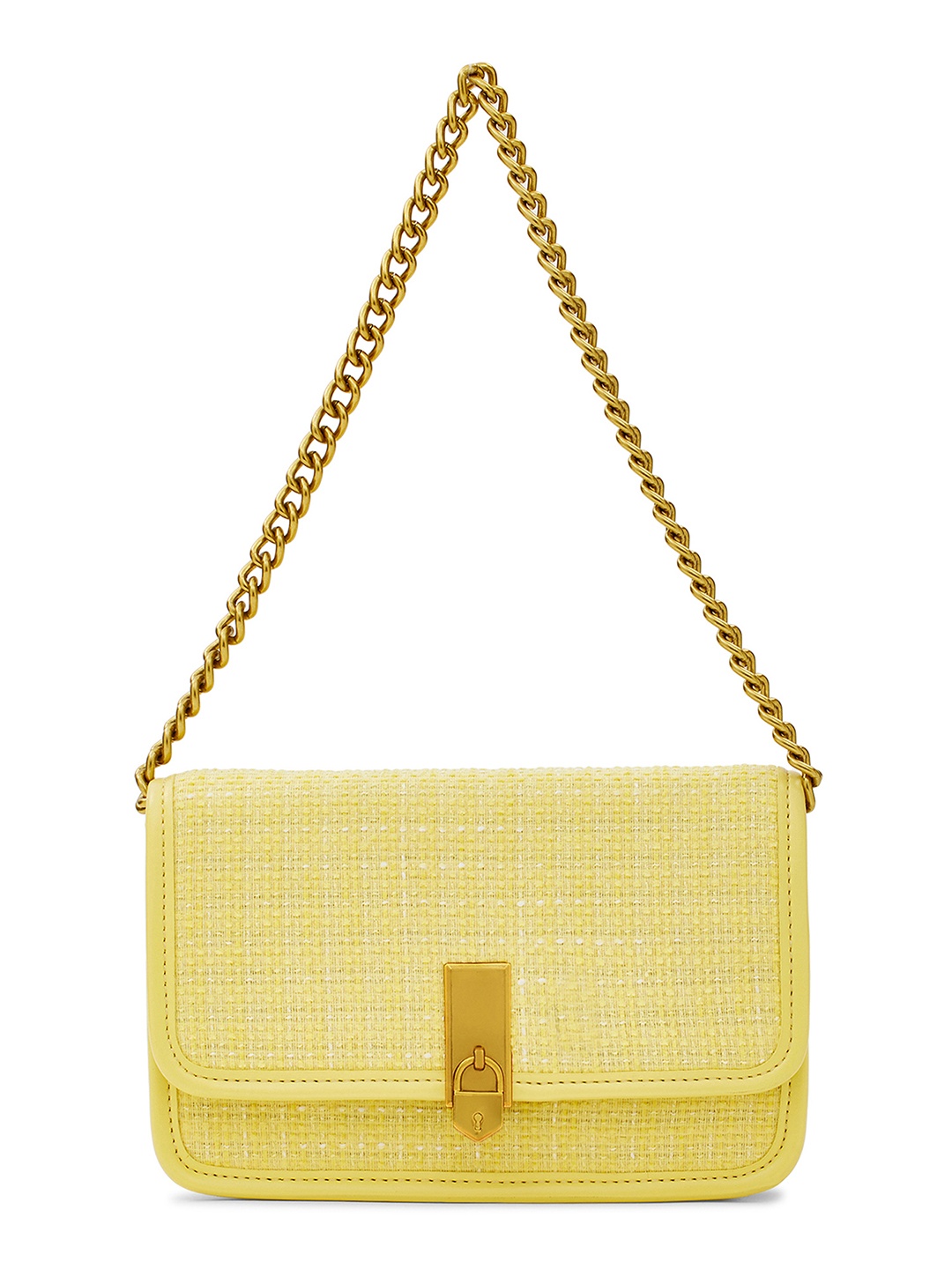 

MIRAGGIO Tweed Structured Shoulder Bag, Yellow