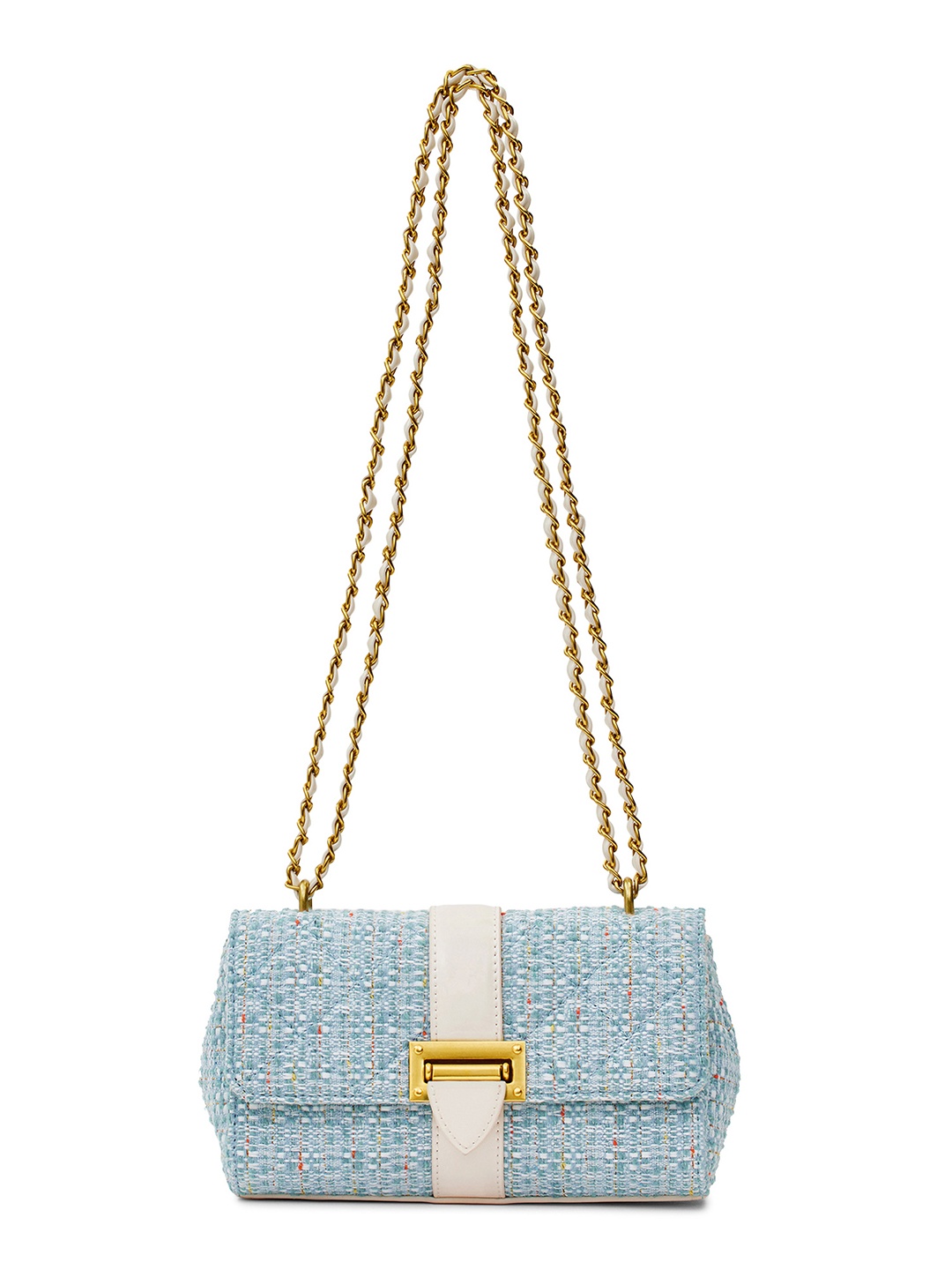 

MIRAGGIO Tweed Crossbody Bag with Adjustable Shoulder Strap, Blue