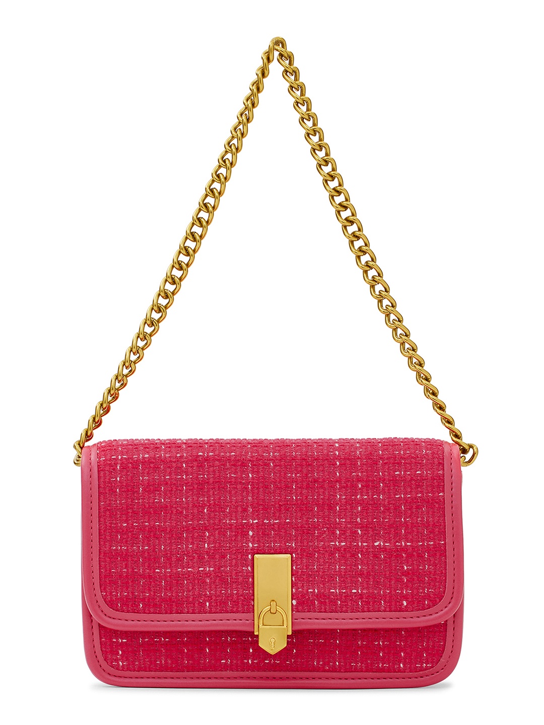 

MIRAGGIO Tweed Structured Shoulder Bag, Pink