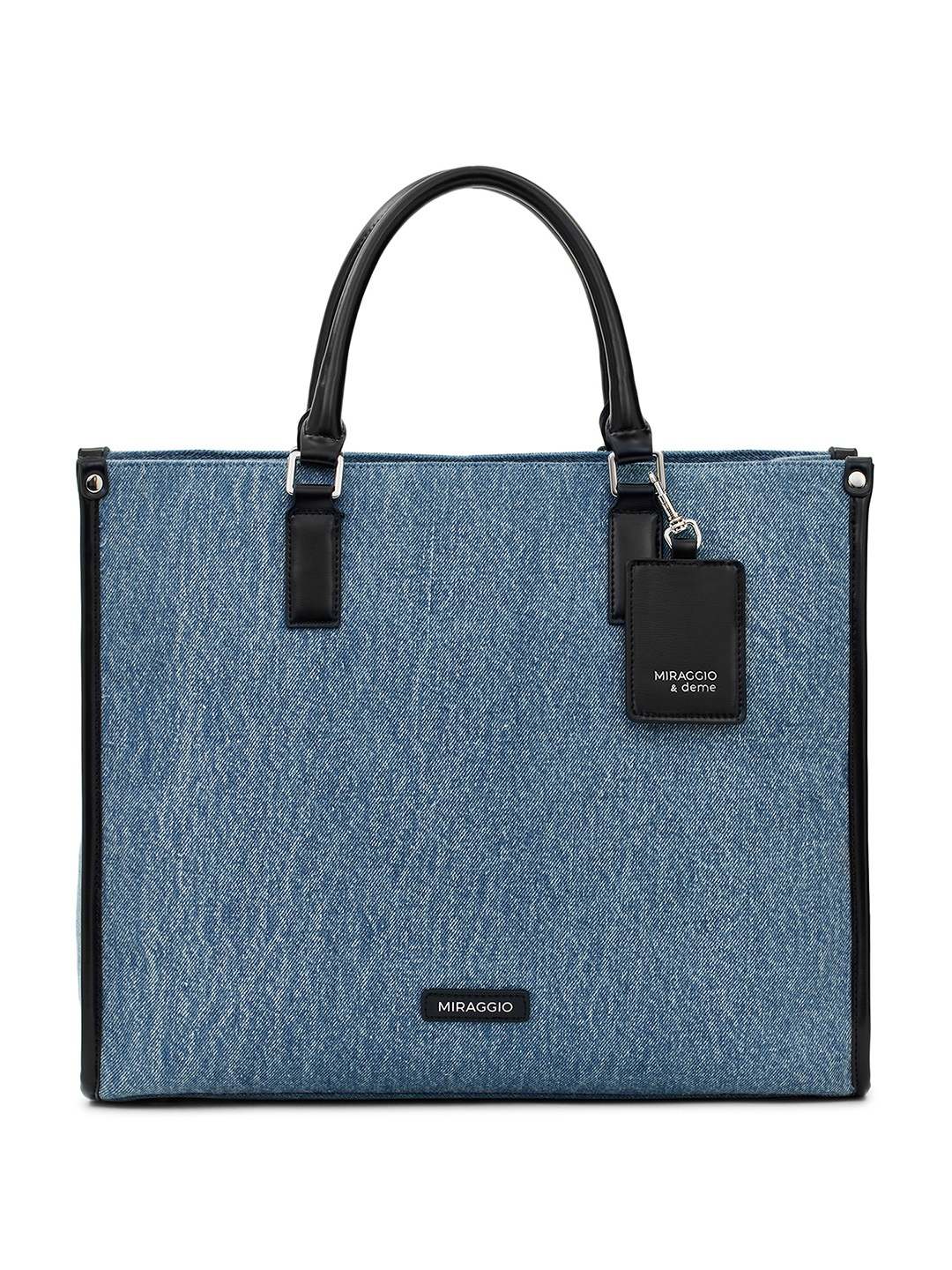 

MIRAGGIO Oversized Denim Tote Bag with Crossbody Strap, Blue