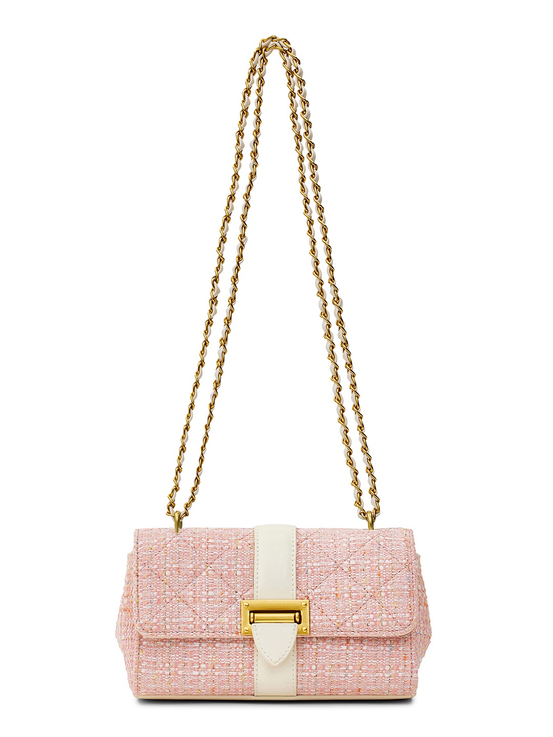 

MIRAGGIO Tweed Crossbody Bag with Adjustable Shoulder Strap, Pink