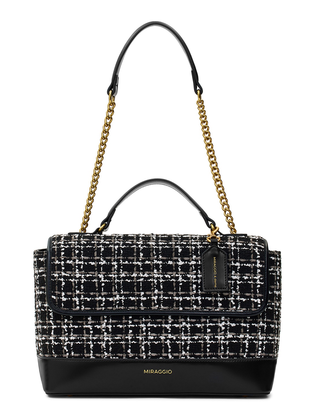 

MIRAGGIO Tweed Handbag with Adjustable Shoulder Strap, Black