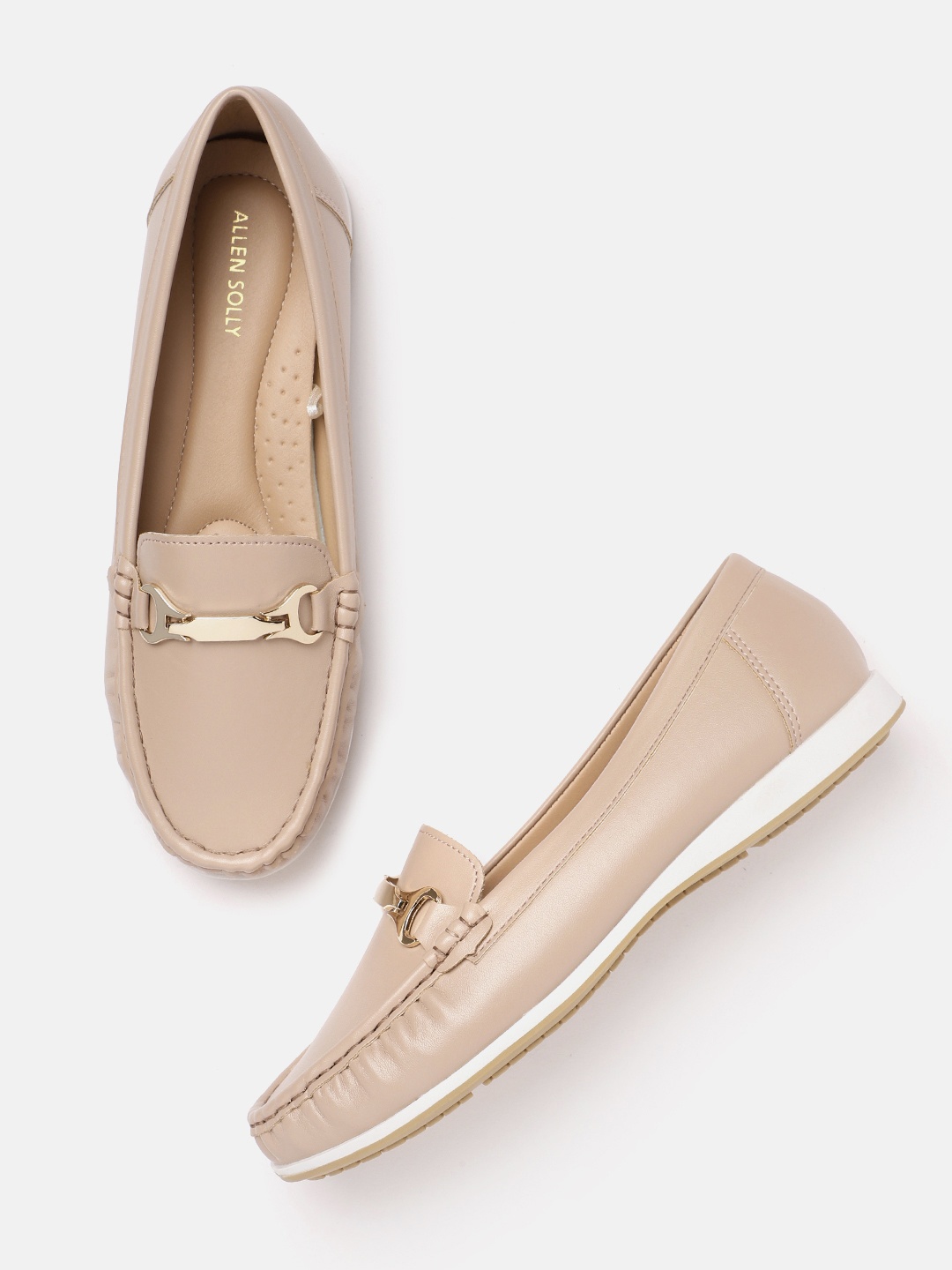 

Allen Solly Women Round-Toe Horse-Bit Loafers, Nude
