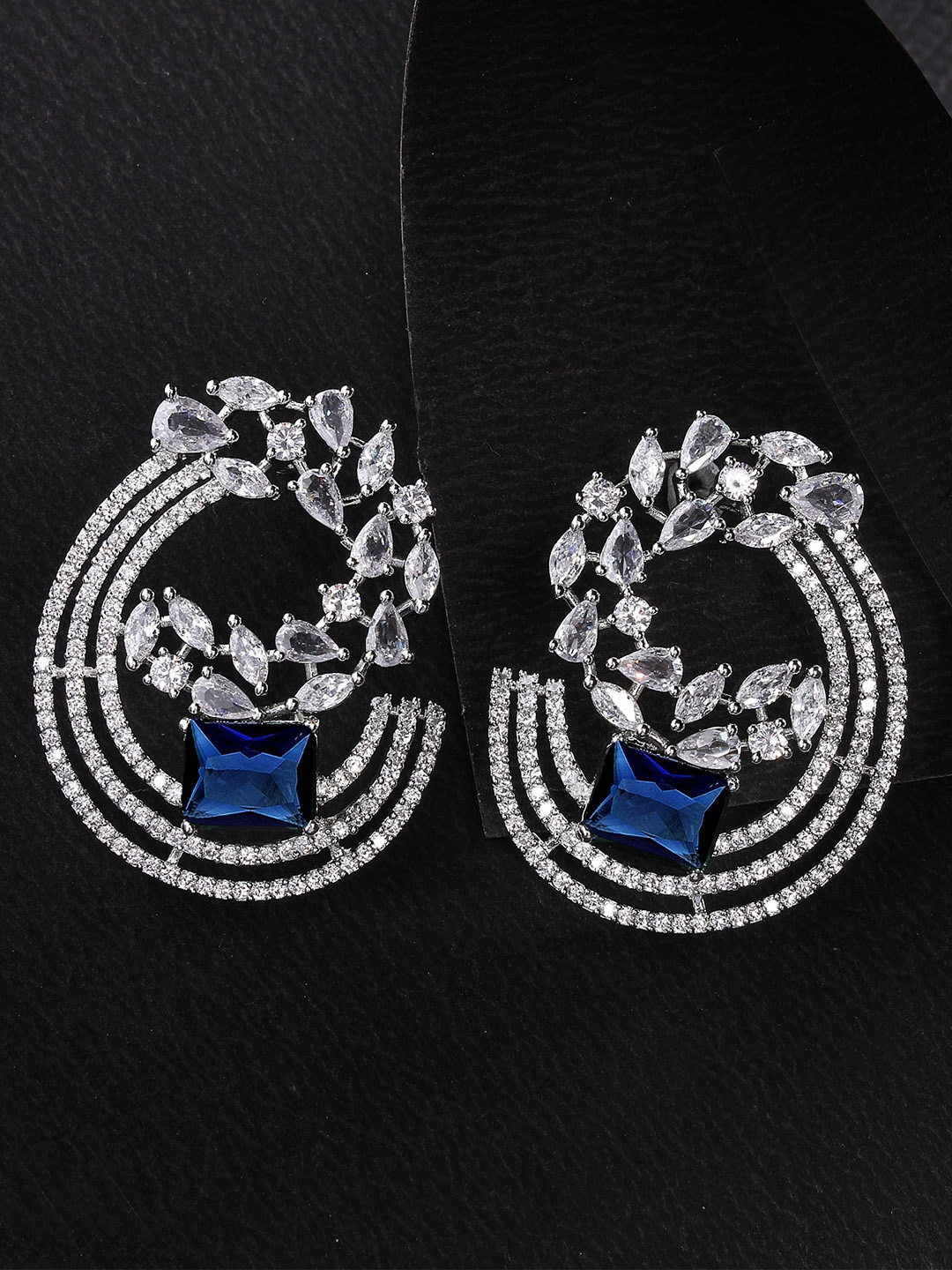 

KARATCART Silver-Plated Cubic Zirconia Studded Contemporary Stud Earrings