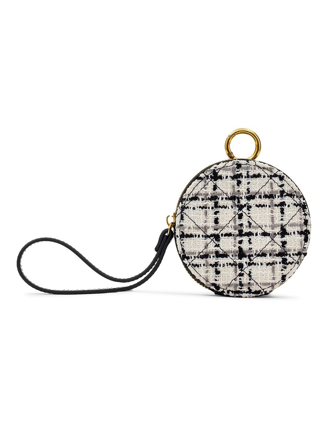 

MIRAGGIO Tweed Mini Round Coin Pouch Charm, White