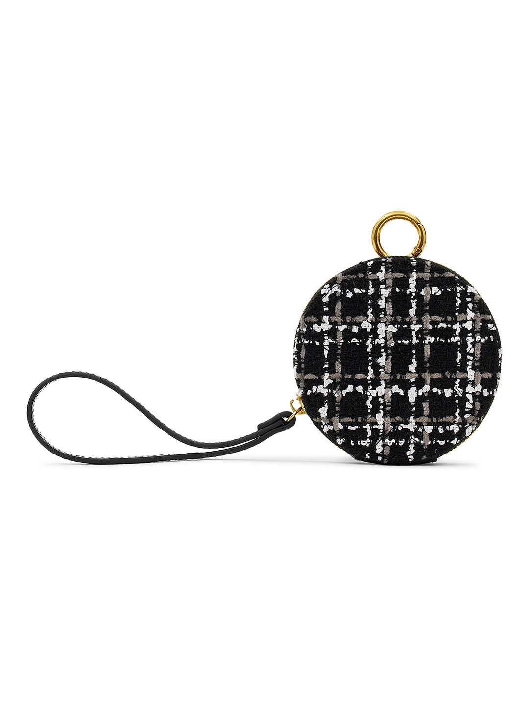 

MIRAGGIO Tweed Mini Round Coin Pouch/Bag Charm, Black