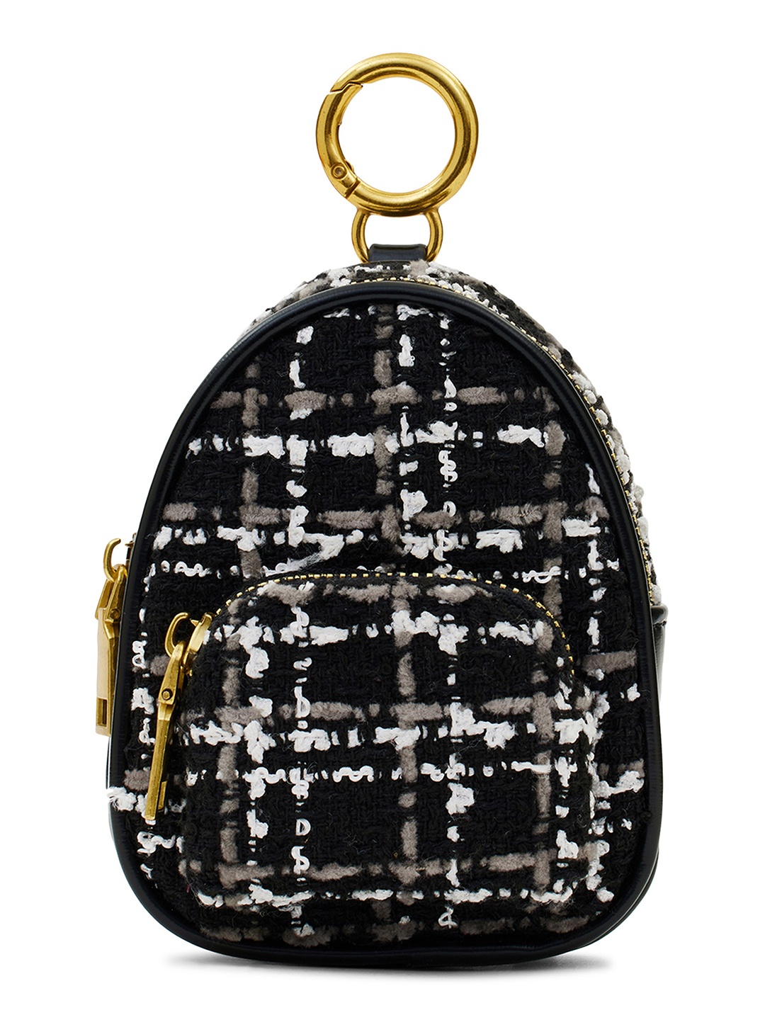 

MIRAGGIO Tweed Mini Coin Pouch/Bag Charm, Black