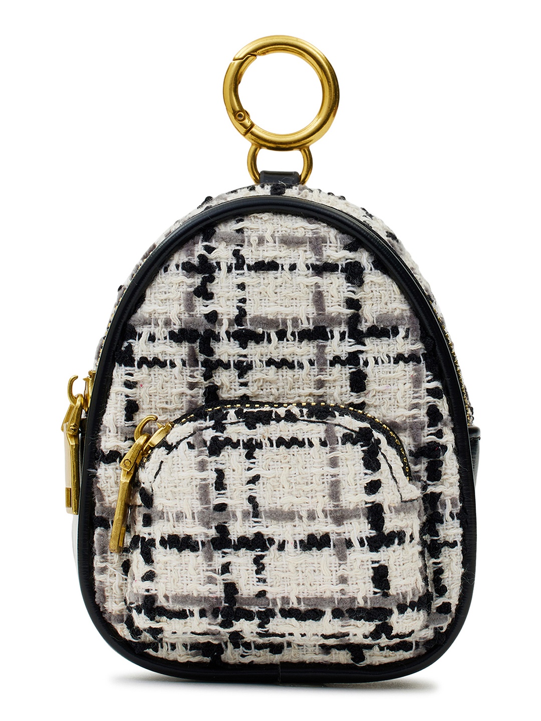 

MIRAGGIO Tweed Mini Coin Pouch/Bag Charm, White