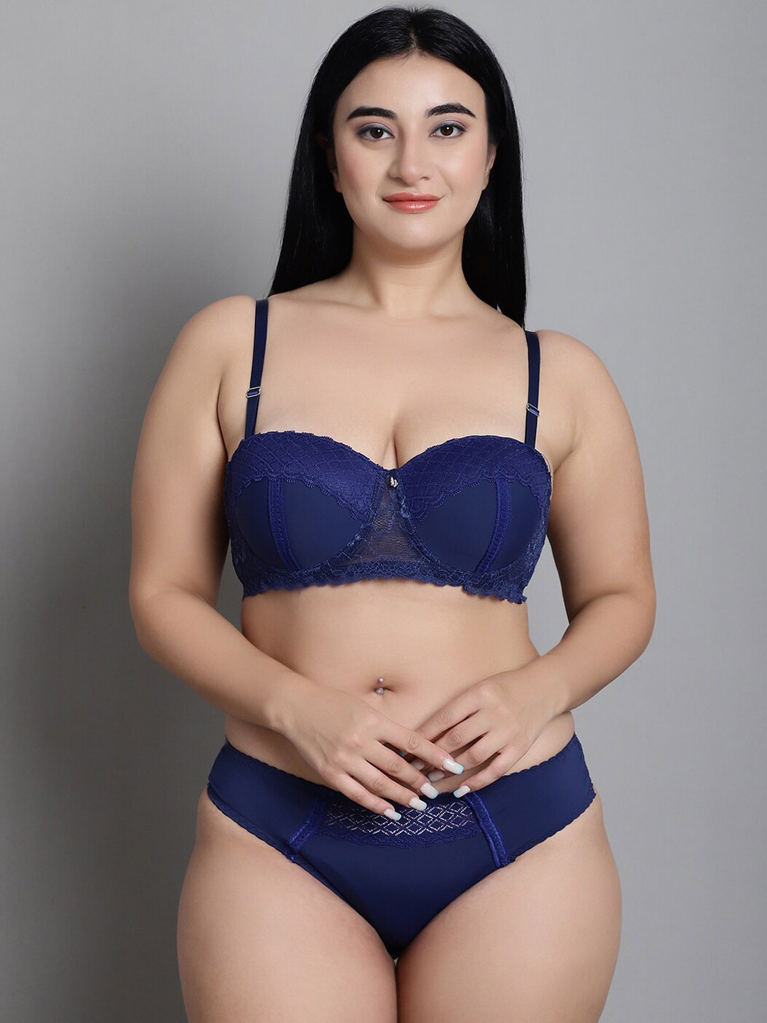 

MAKCLAN Self Design Lightly Padded Lingerie Set K2213LDL, Blue