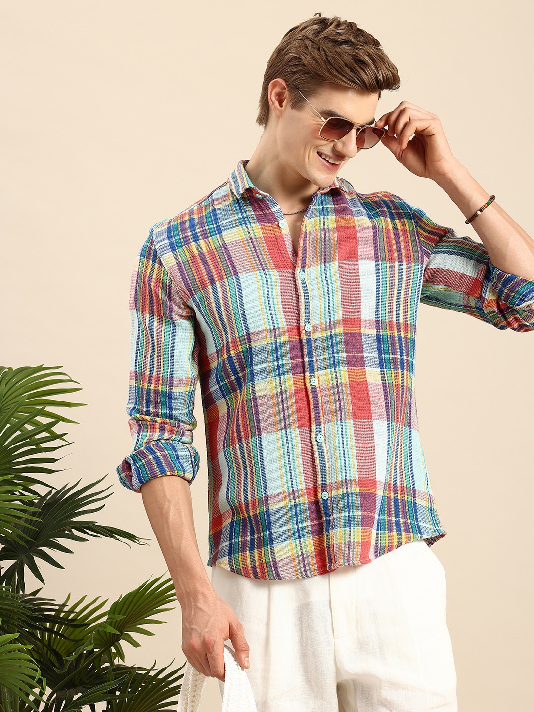 

Mast & Harbour Checked Spread Collar Casual Shirt, Multi