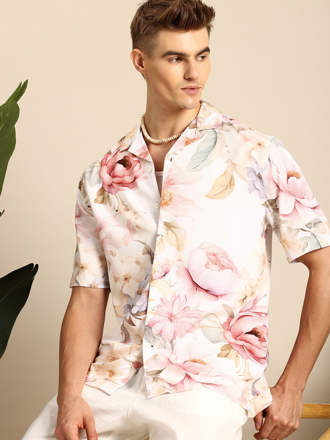 

Mast & Harbour Floral Opaque Printed Casual Shirt, Pink