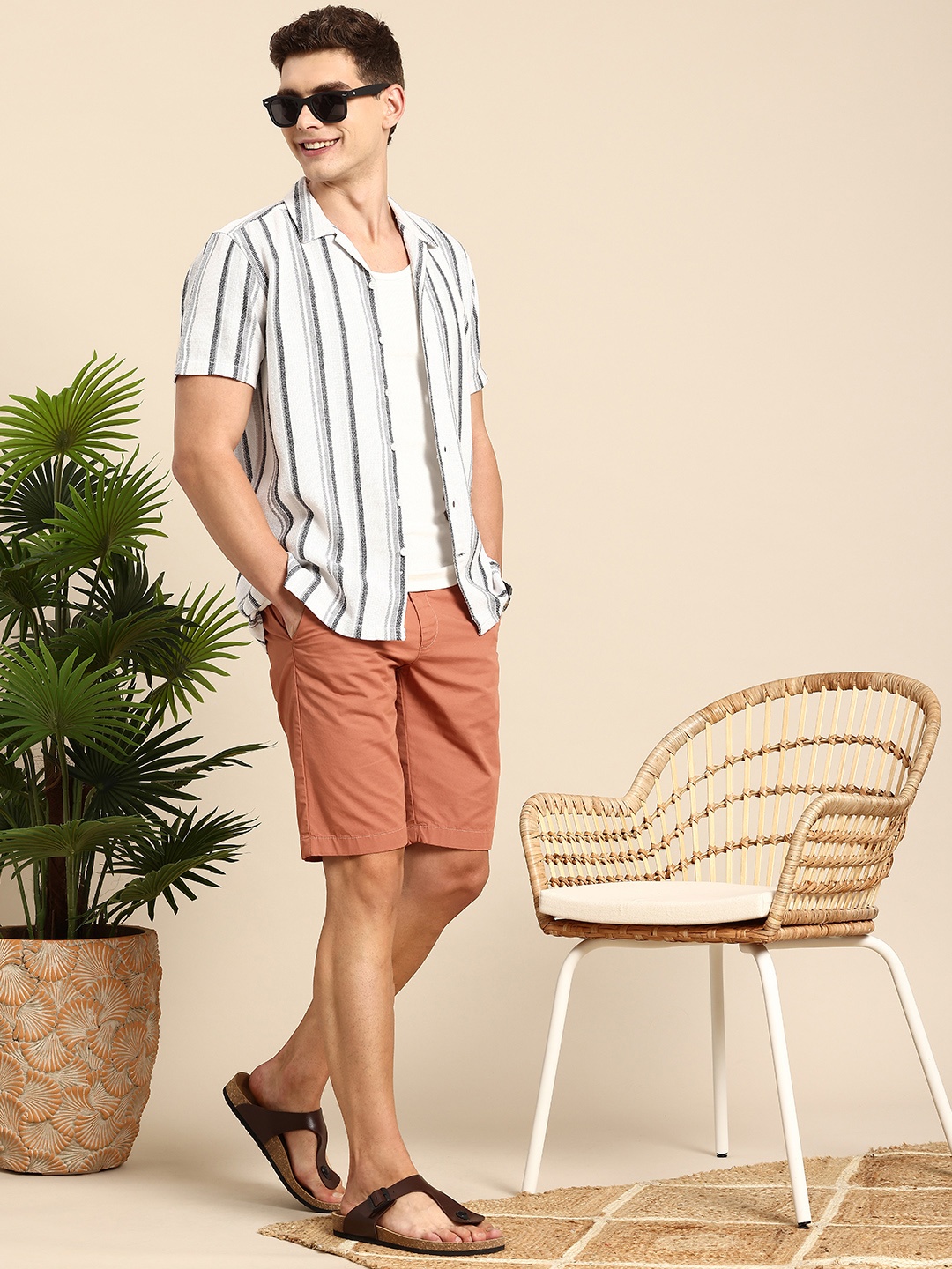 

Mast & Harbour Striped Casual Shirt, White