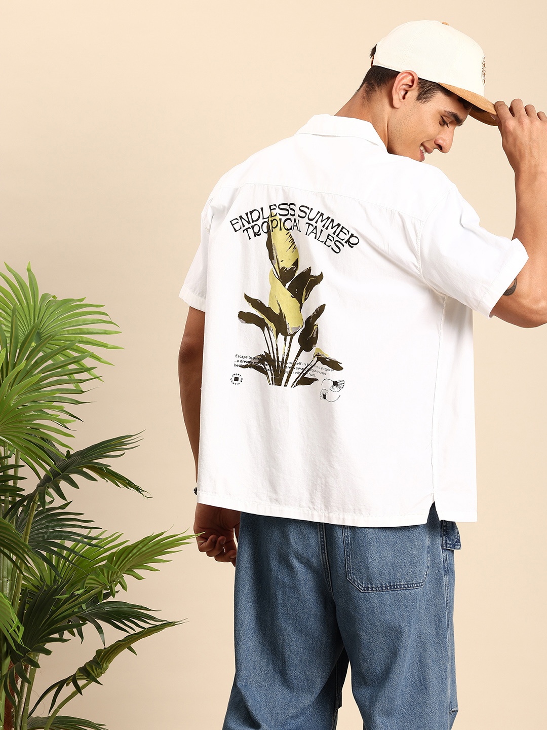 

Mast & Harbour Pure Cotton Printed Cuban Collar Relaxed Fit Casual Shirt, White