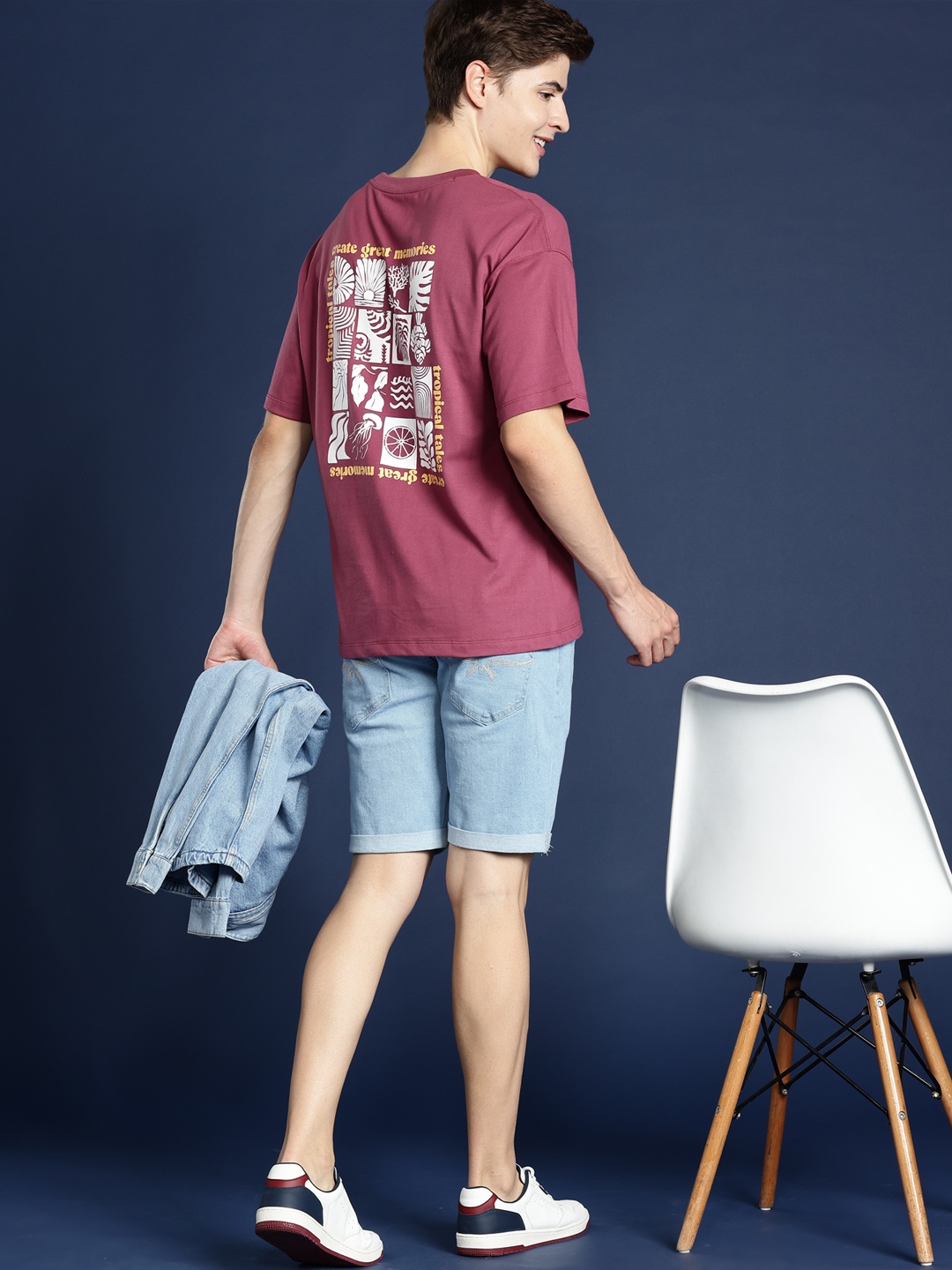 

Mast & Harbour Printed Drop-Shoulder Relaxed Fit T-shirt, Pink