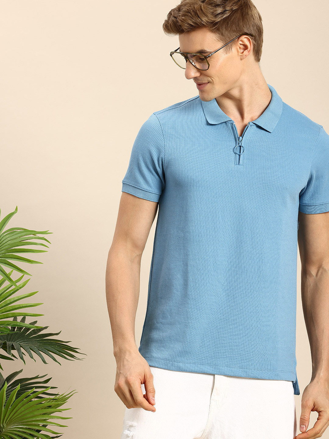 

Mast & Harbour Polo Collar T-shirt, Blue