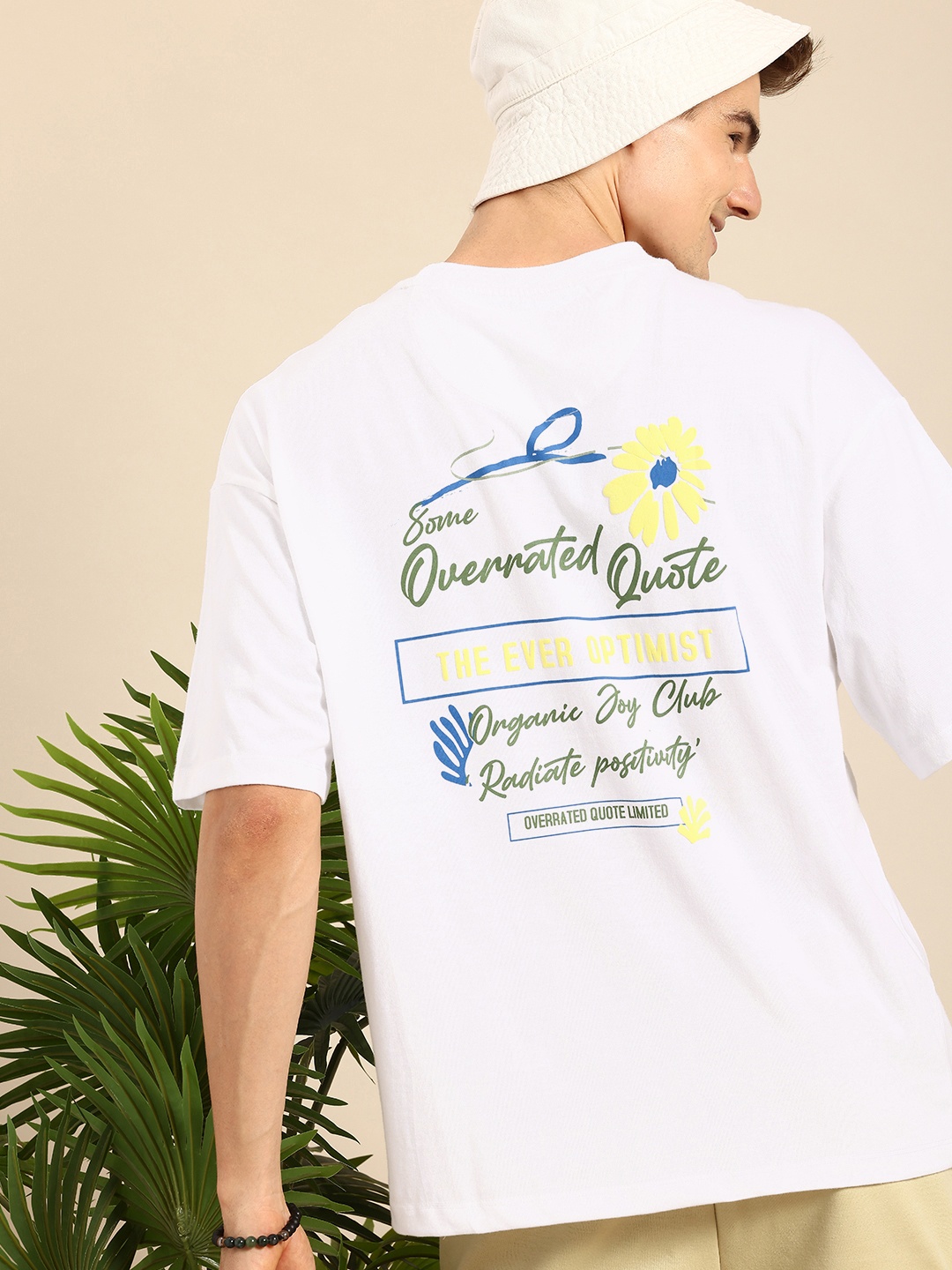 

Mast & Harbour Typography Printed Drop-Shoulder Sleeves T-shirt, White
