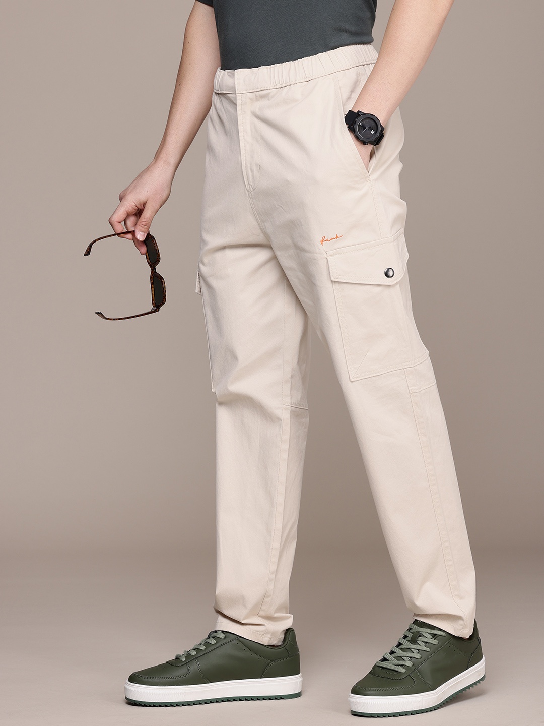 

FCUK Men Regular Trousers, Beige