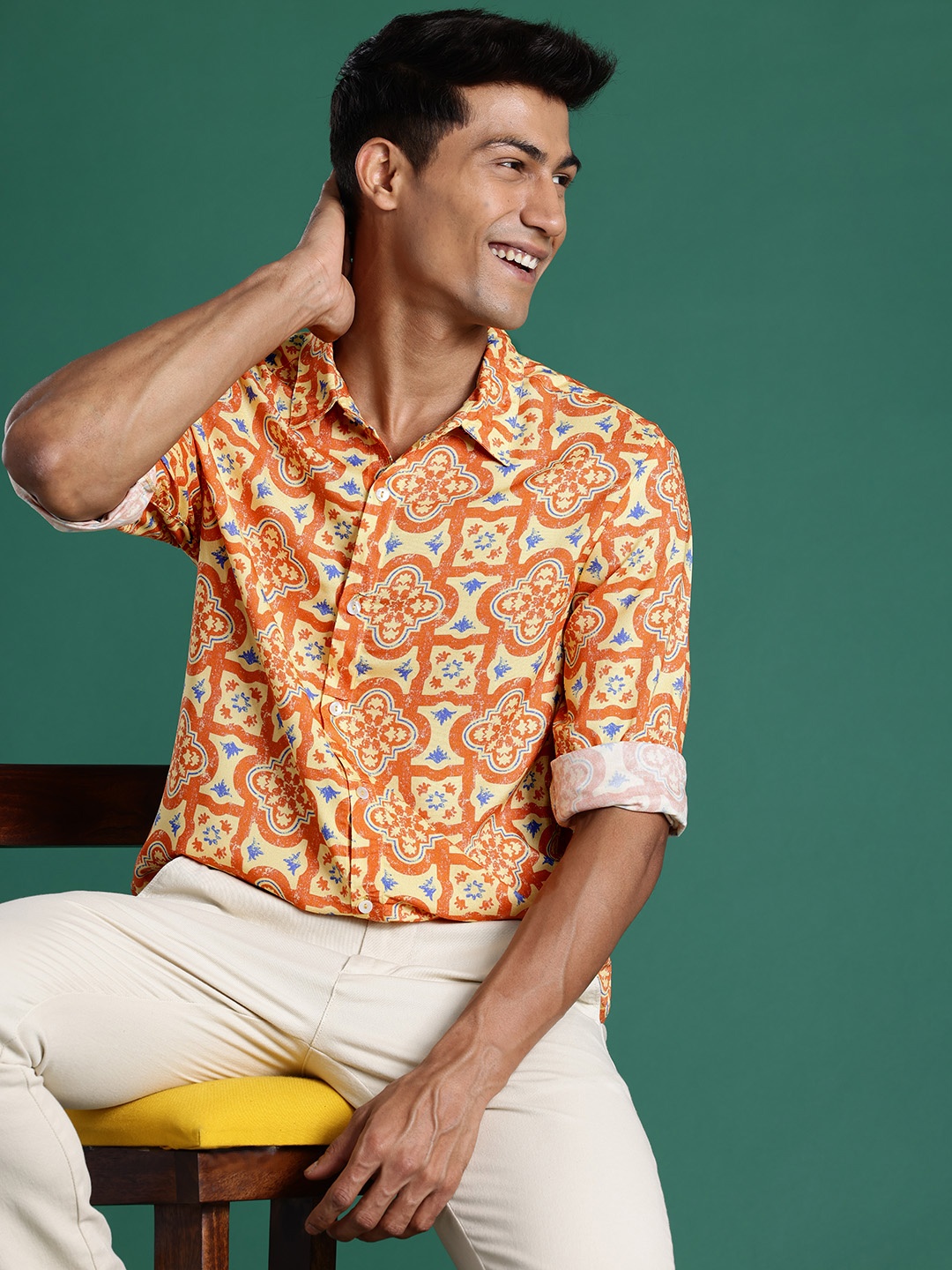 

Sangria Ethnic Print Shirt, Orange