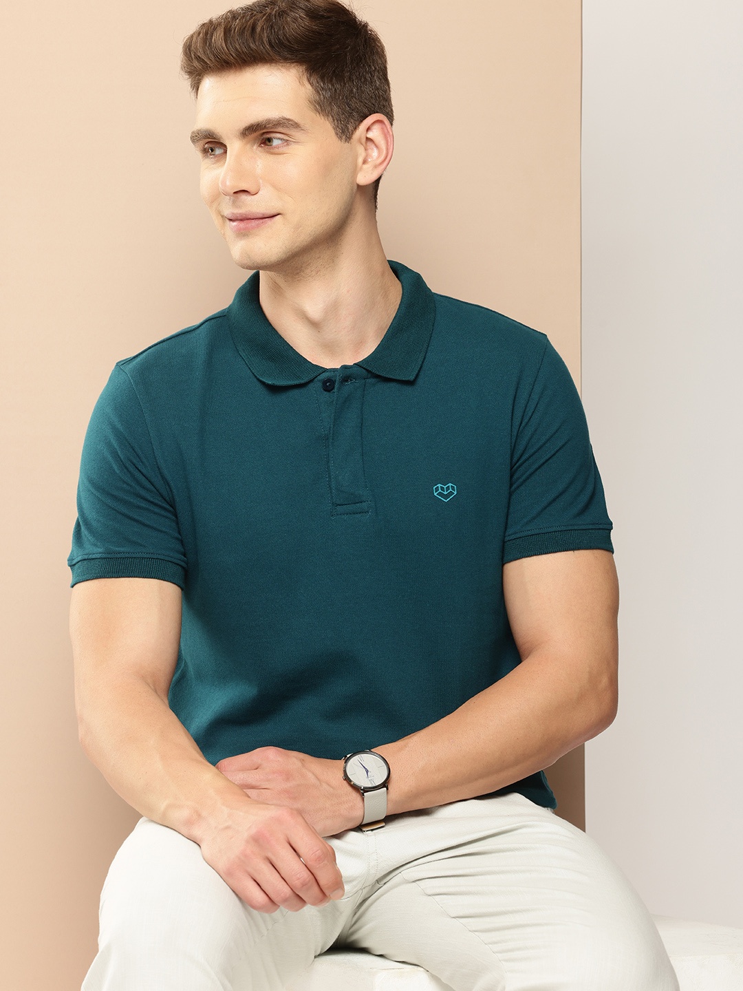 

INVICTUS Polo Collar Pure Cotton T-shirt, Teal