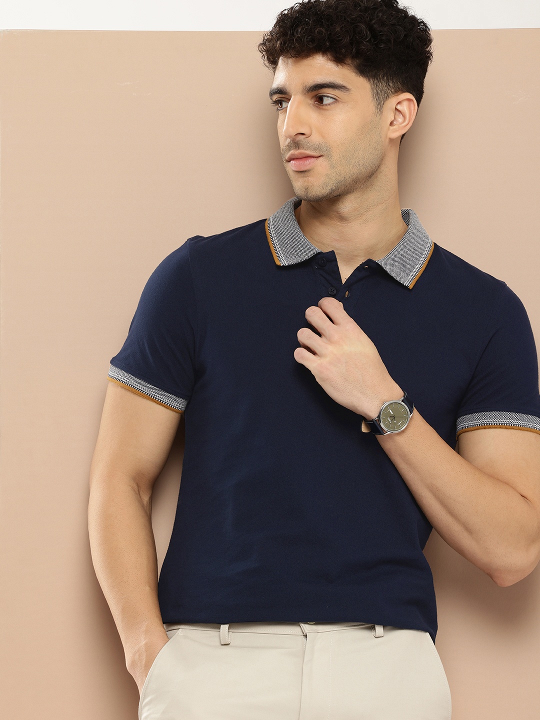 

INVICTUS Polo Collar Casual T-shirt, Navy blue