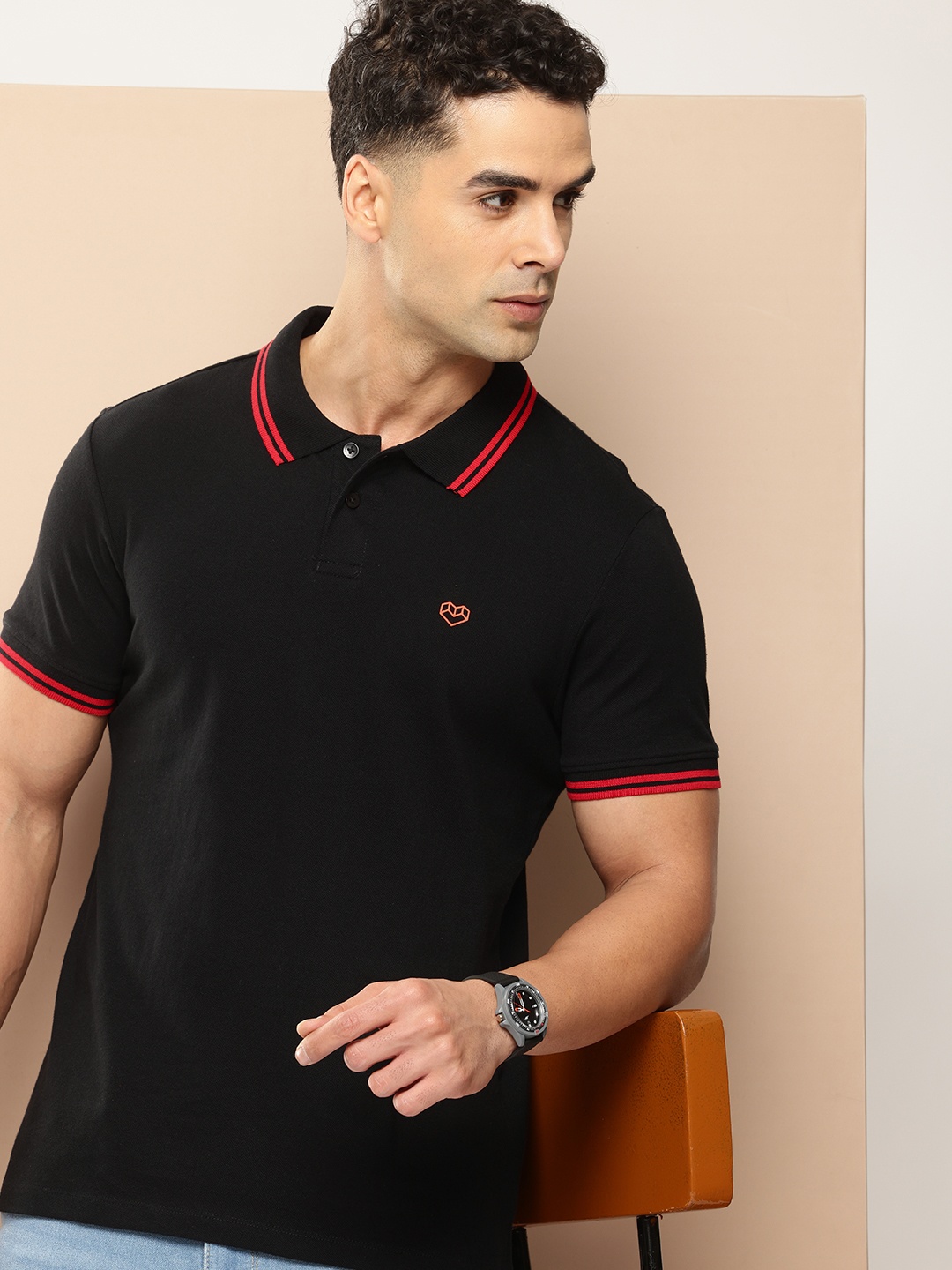 

INVICTUS Polo Collar Pure Cotton T-shirt, Black