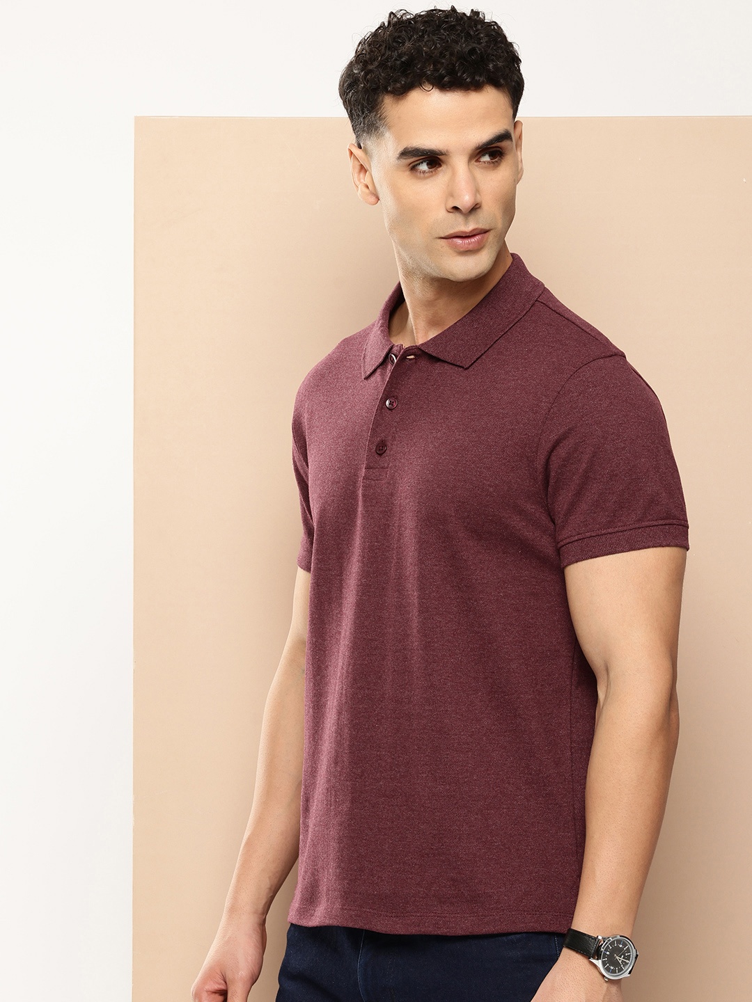 

INVICTUS Short Sleeves Polo Collar T-shirt, Burgundy