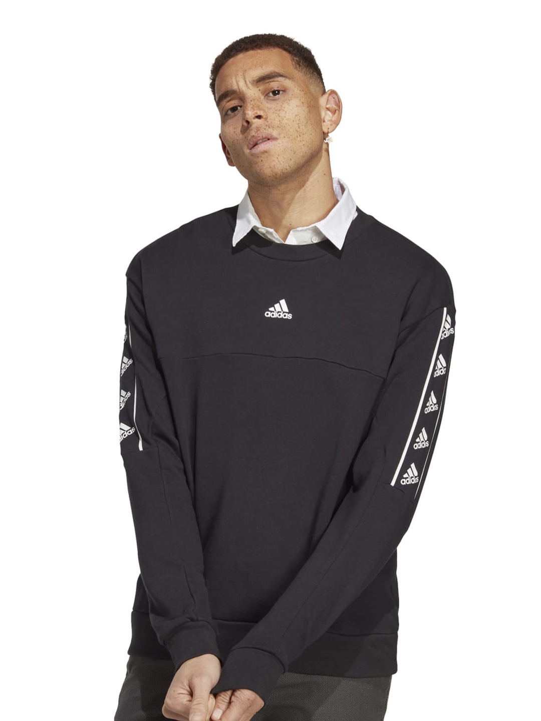 

ADIDAS M TAPE SWT Long Sleeves Pullover Pure Cotton Sweatshirt, Black