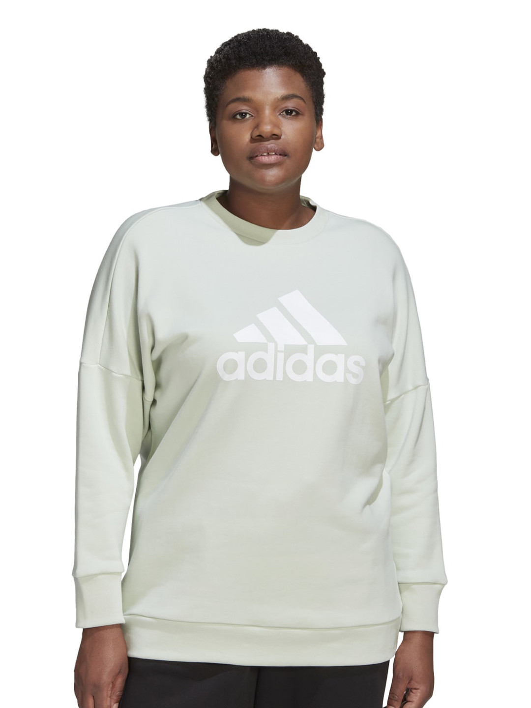 

ADIDAS W FI BOS CREW Brand Logo Printed Crew Neck Pullover Pure Cotton Sweatshirt, Green
