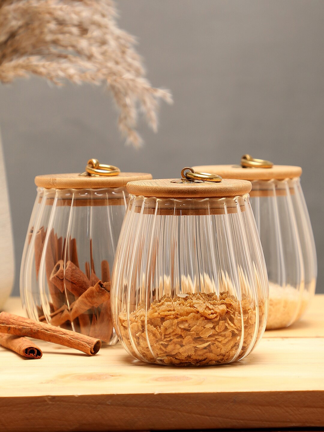 

Bonhomie Unisex Brown 3 Pieces Glass Kitchen Storage