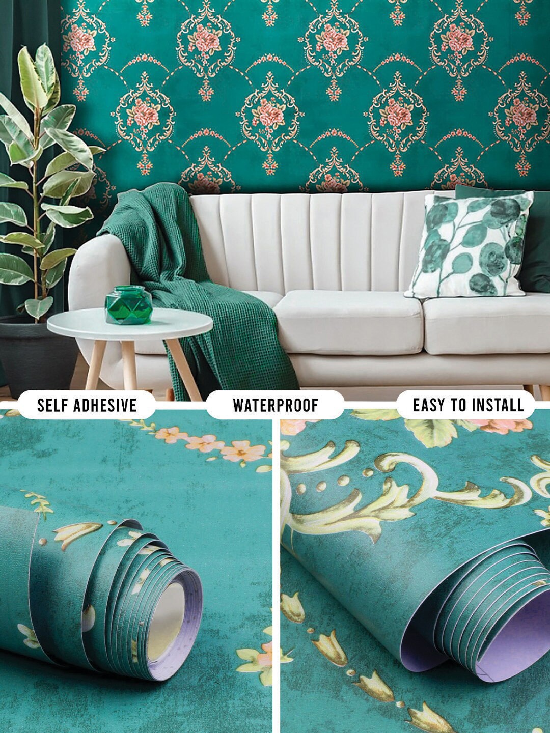 

Bonhomie Green Floral Decorative Self Adhesive Waterproof Wallpaper