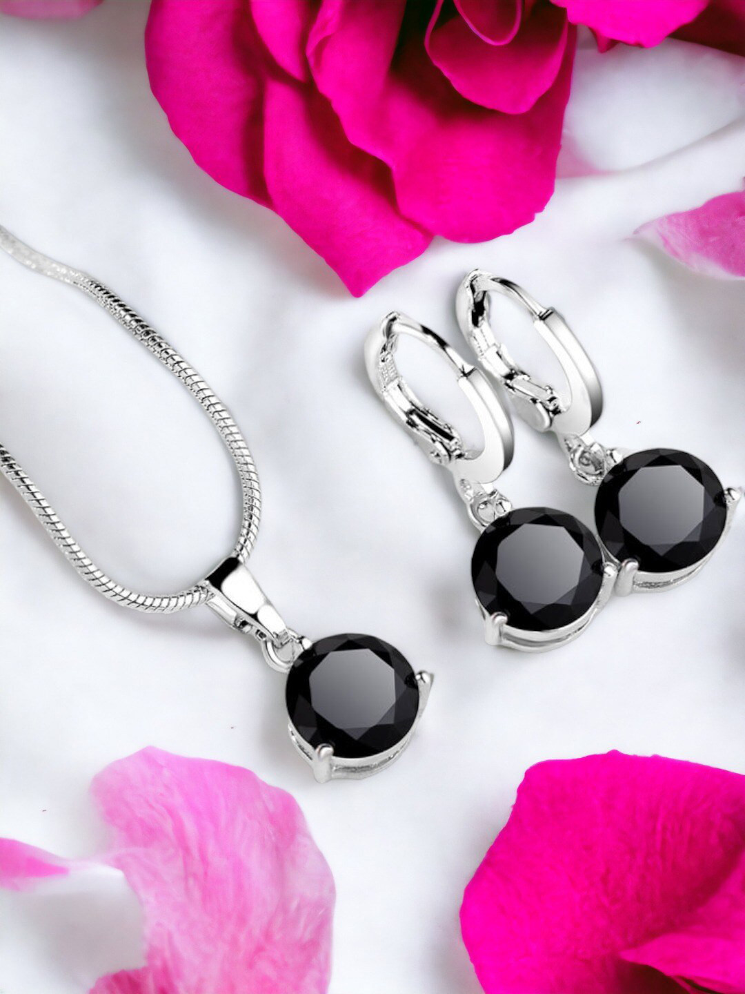 

Jewels Galaxy Silver-Plated Cubic Zirconia Studded Jewellery Set