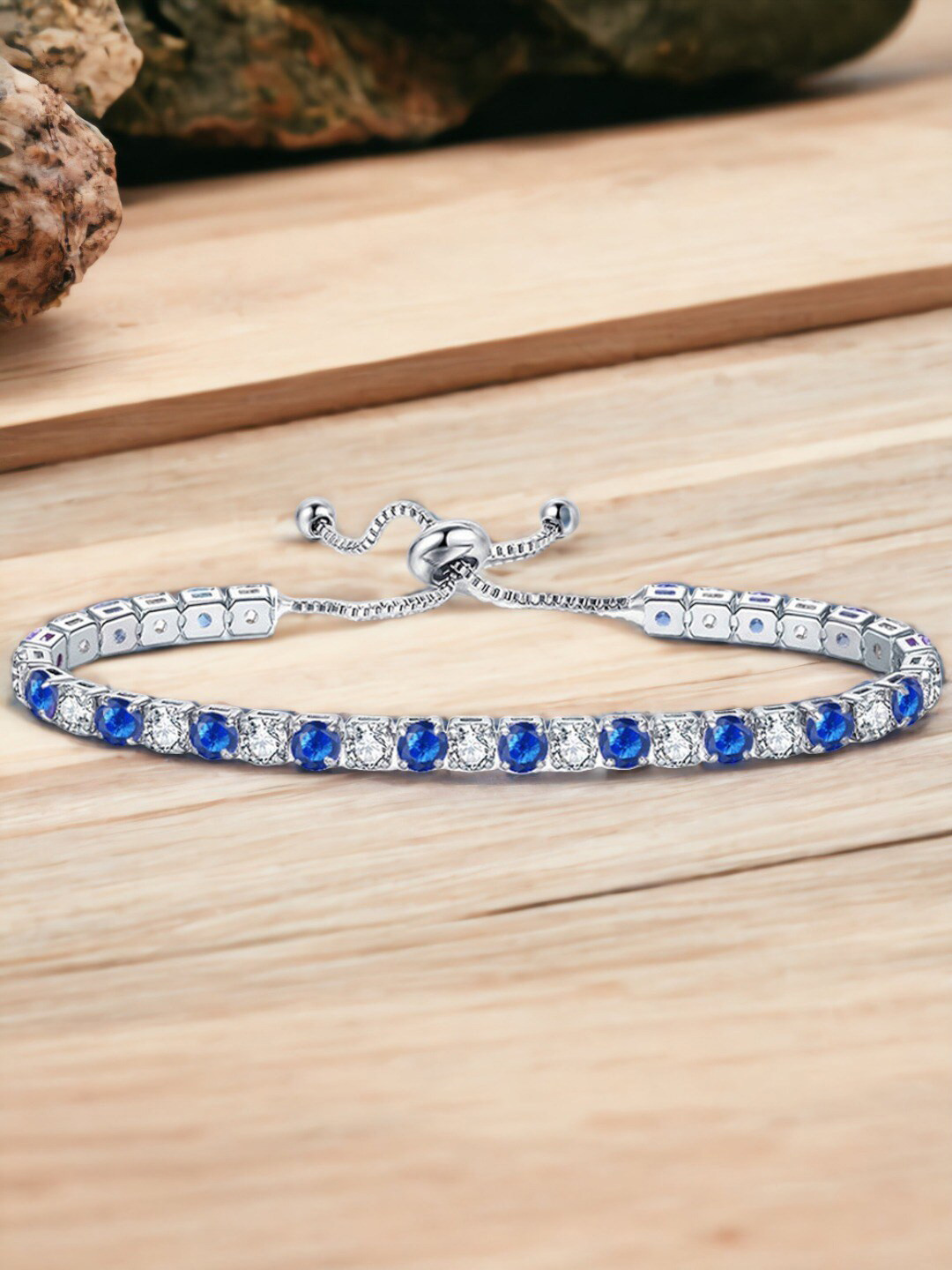 

Jewels Galaxy Silver Plated Round Cut Cubic Zirconia Matrix Tennis Bracelet