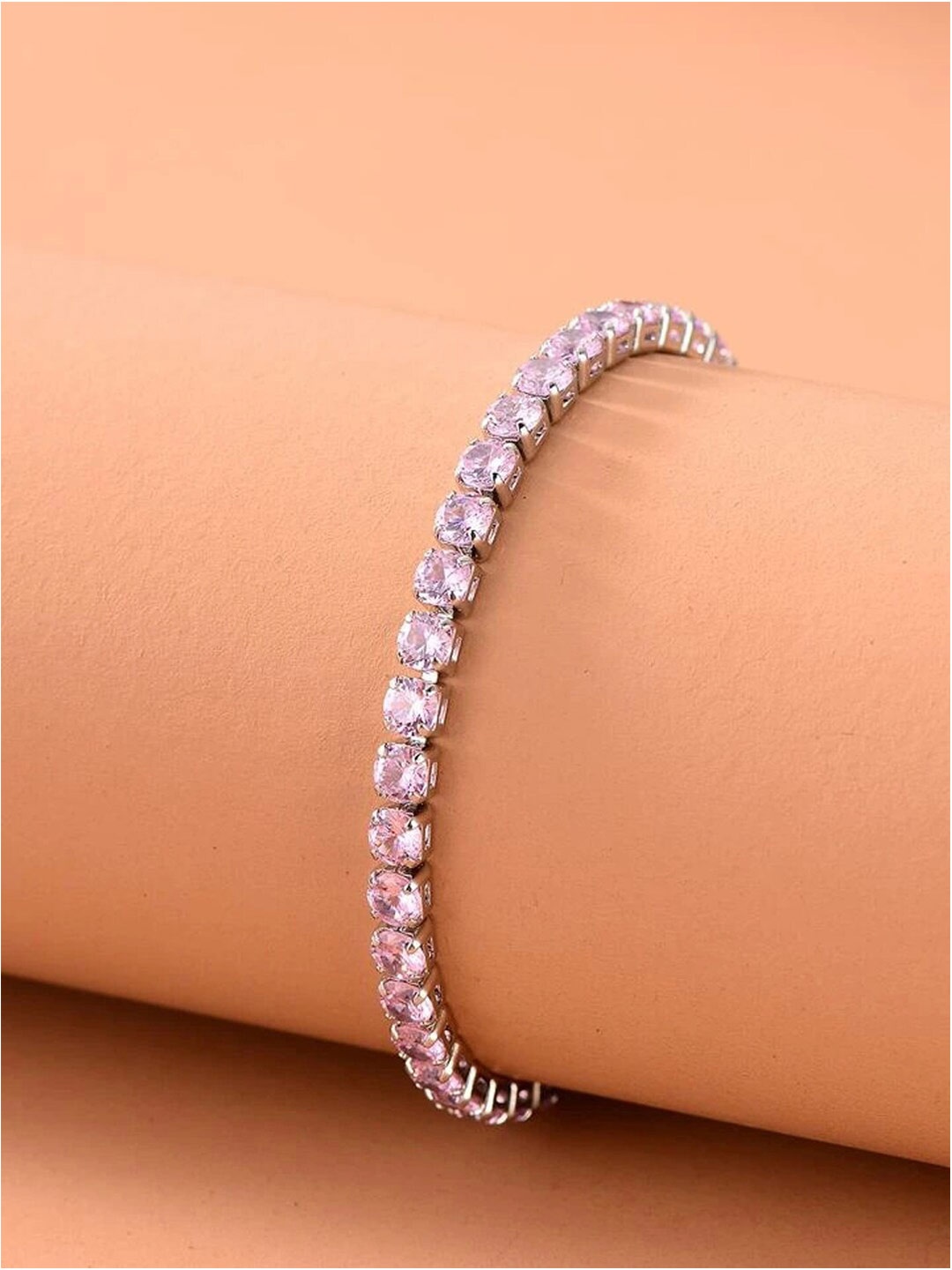 

Jewels Galaxy Silver Plated Round Cut Cubic Zirconia Matrix Tennis Bracelet