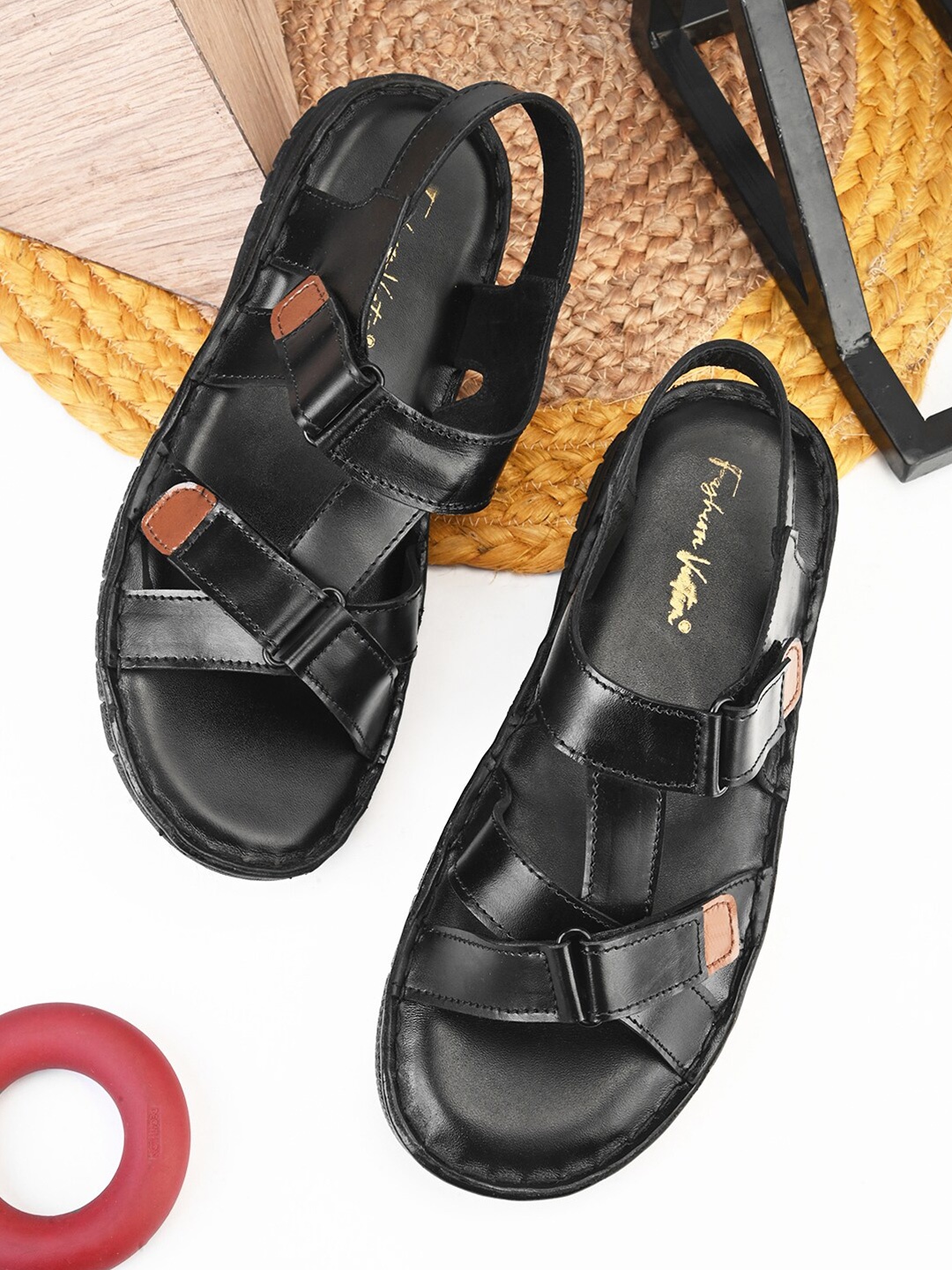 

Fashion Victim Men Leather Comfort Sandals, Black
